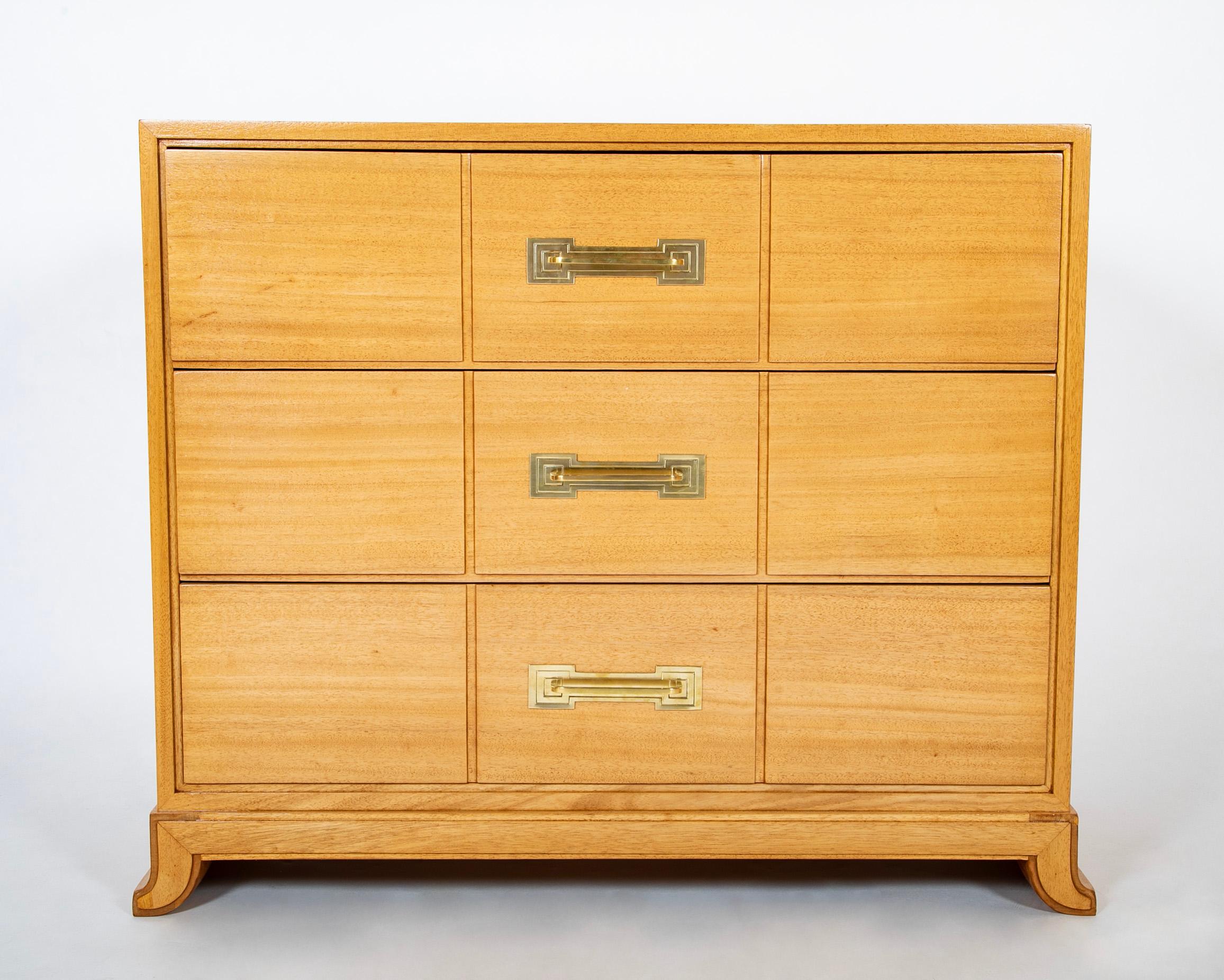 American Tommi Parzinger for Charak Modern Bleached Mahogany Chest of Drawers For Sale