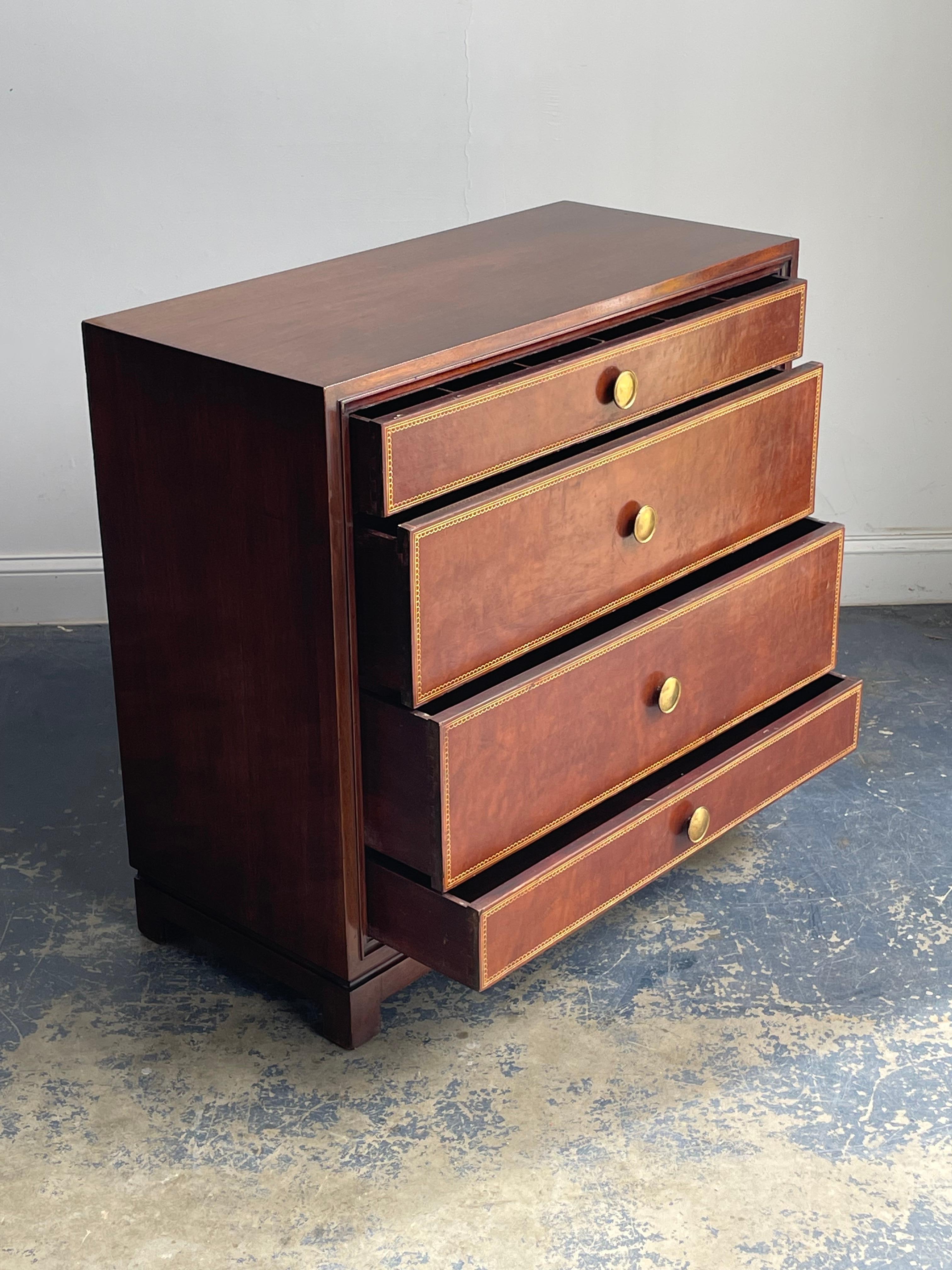 Mid-Century Modern Tommi Parzinger for Charak Modern Leather Front Chest of Drawers