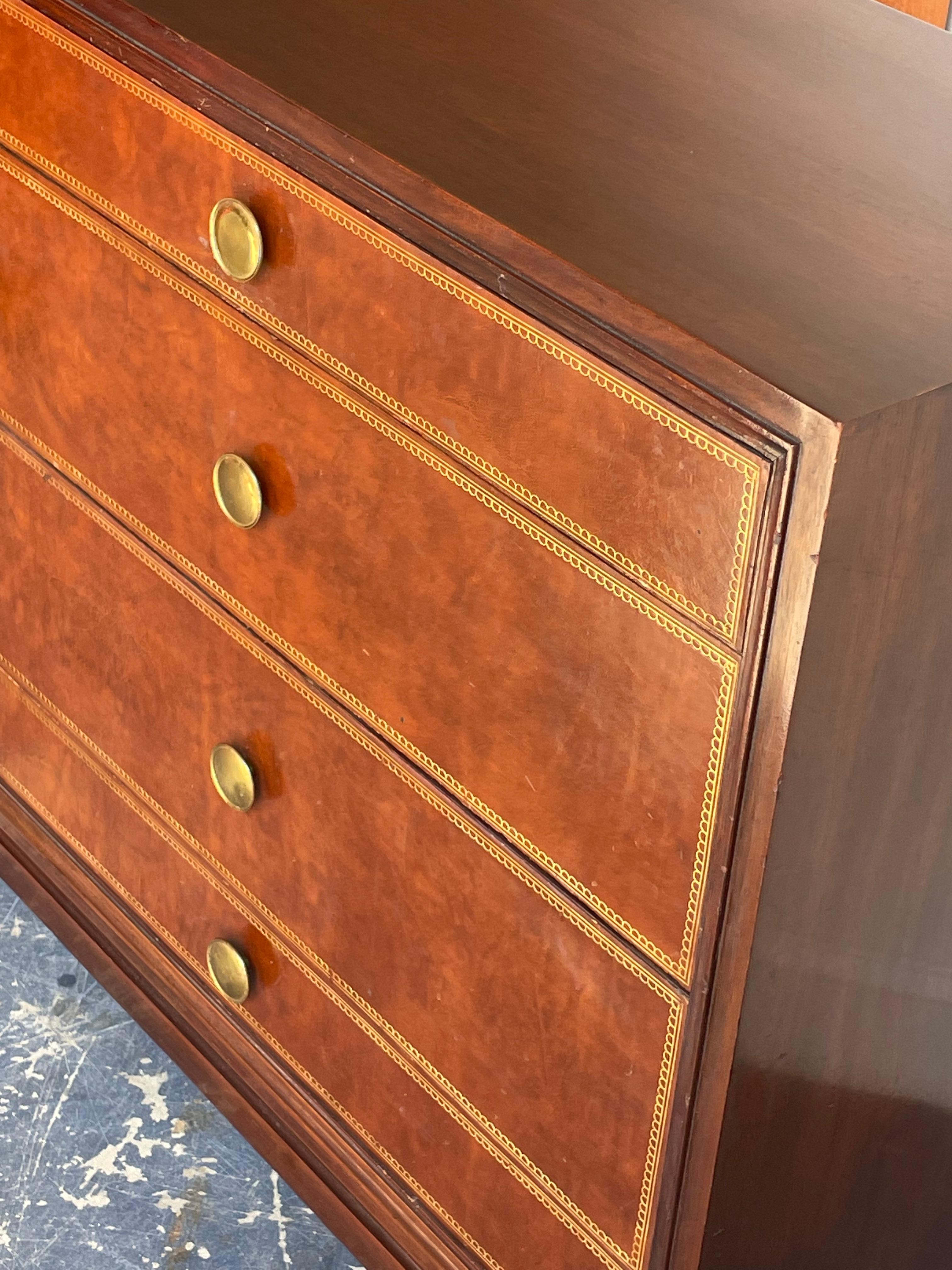 Tommi Parzinger for Charak Modern Leather Front Chest of Drawers In Good Condition In St.Petersburg, FL