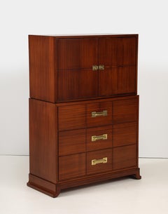 Tommi Parzinger für Charak Moderne hohe Kommode aus Mahagoni und Messing