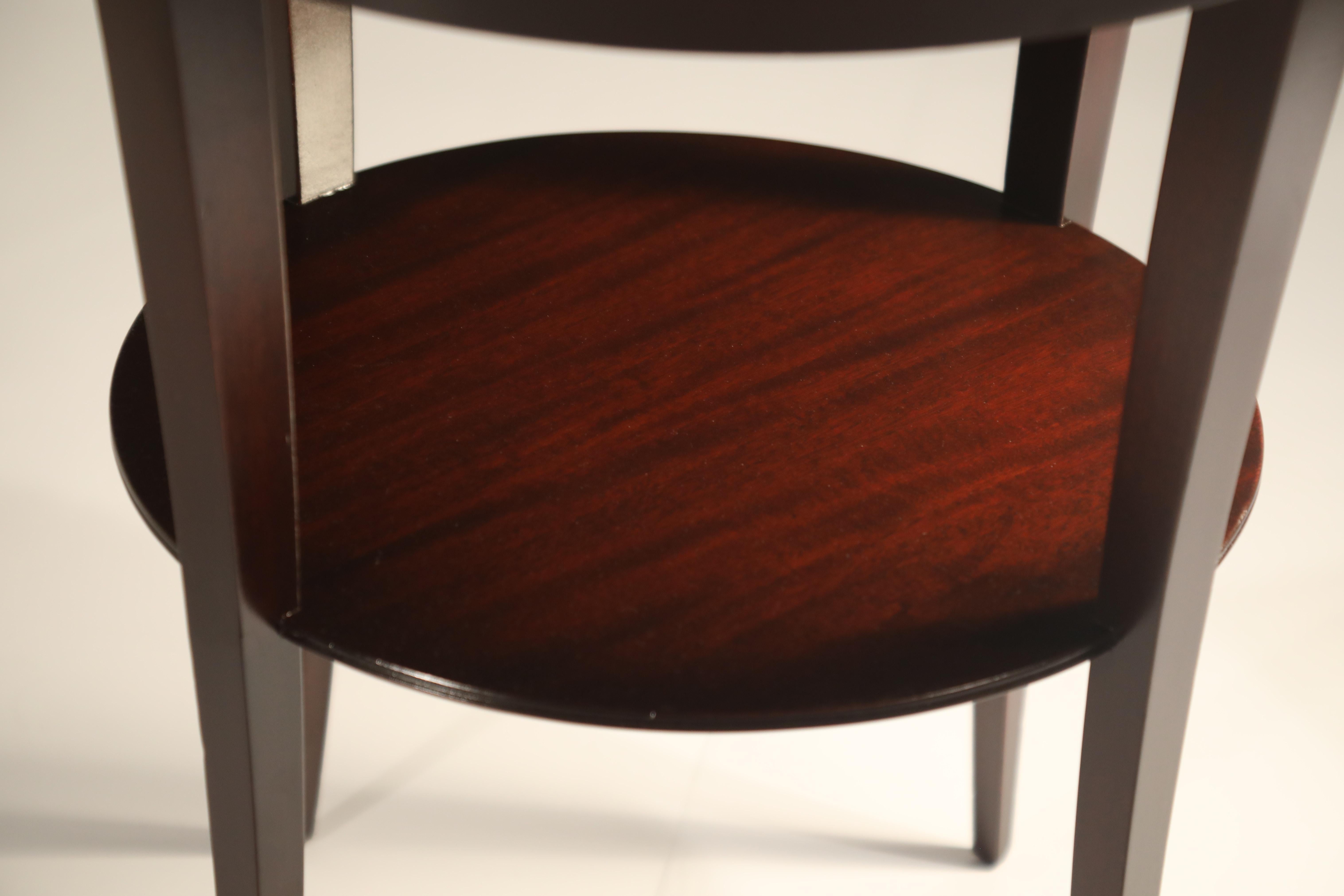 Tommi Parzinger for Charak Modern Mahogany and Burgundy Leather Side Table 4