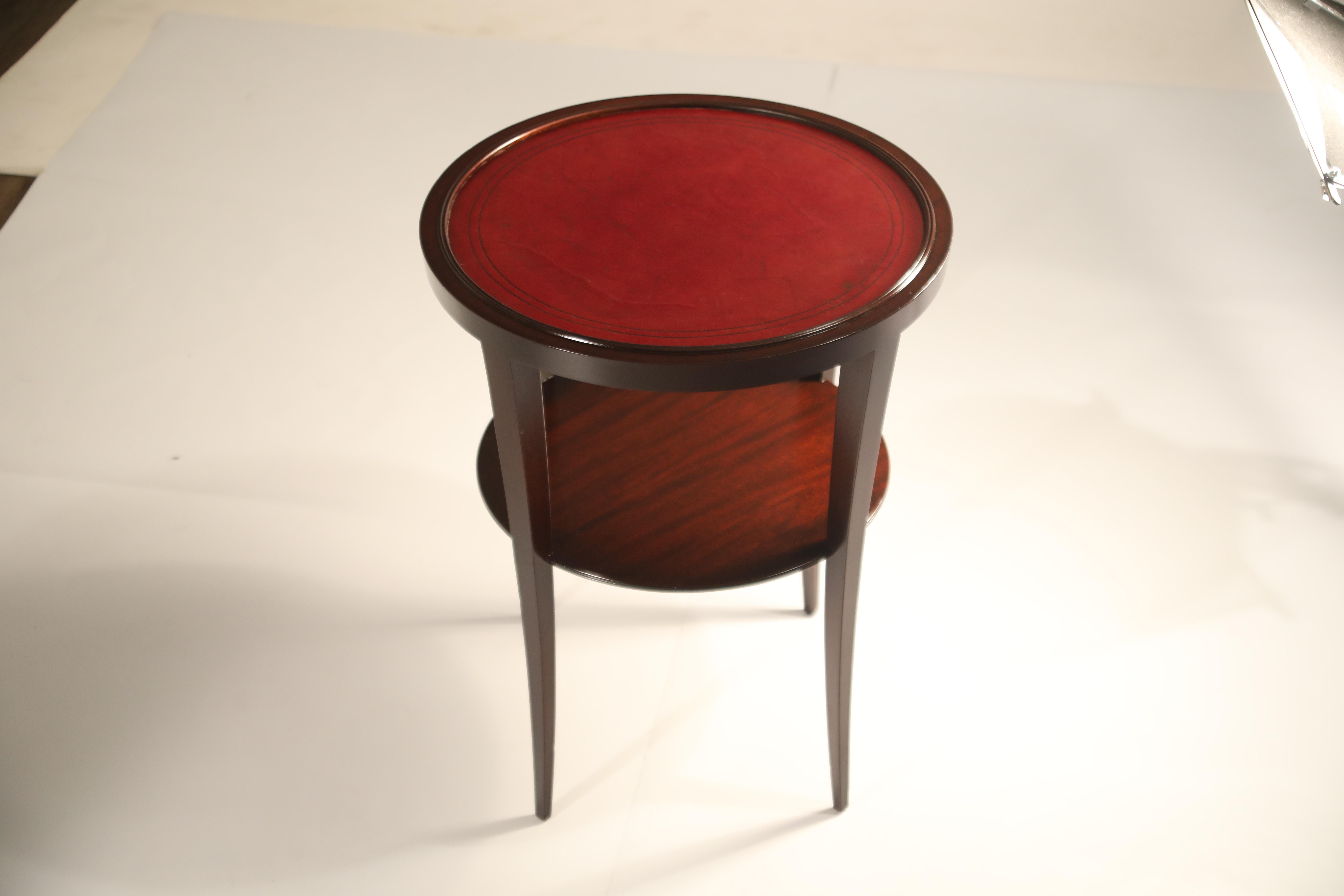 Tommi Parzinger for Charak Modern Mahogany and Burgundy Leather Side Table 6