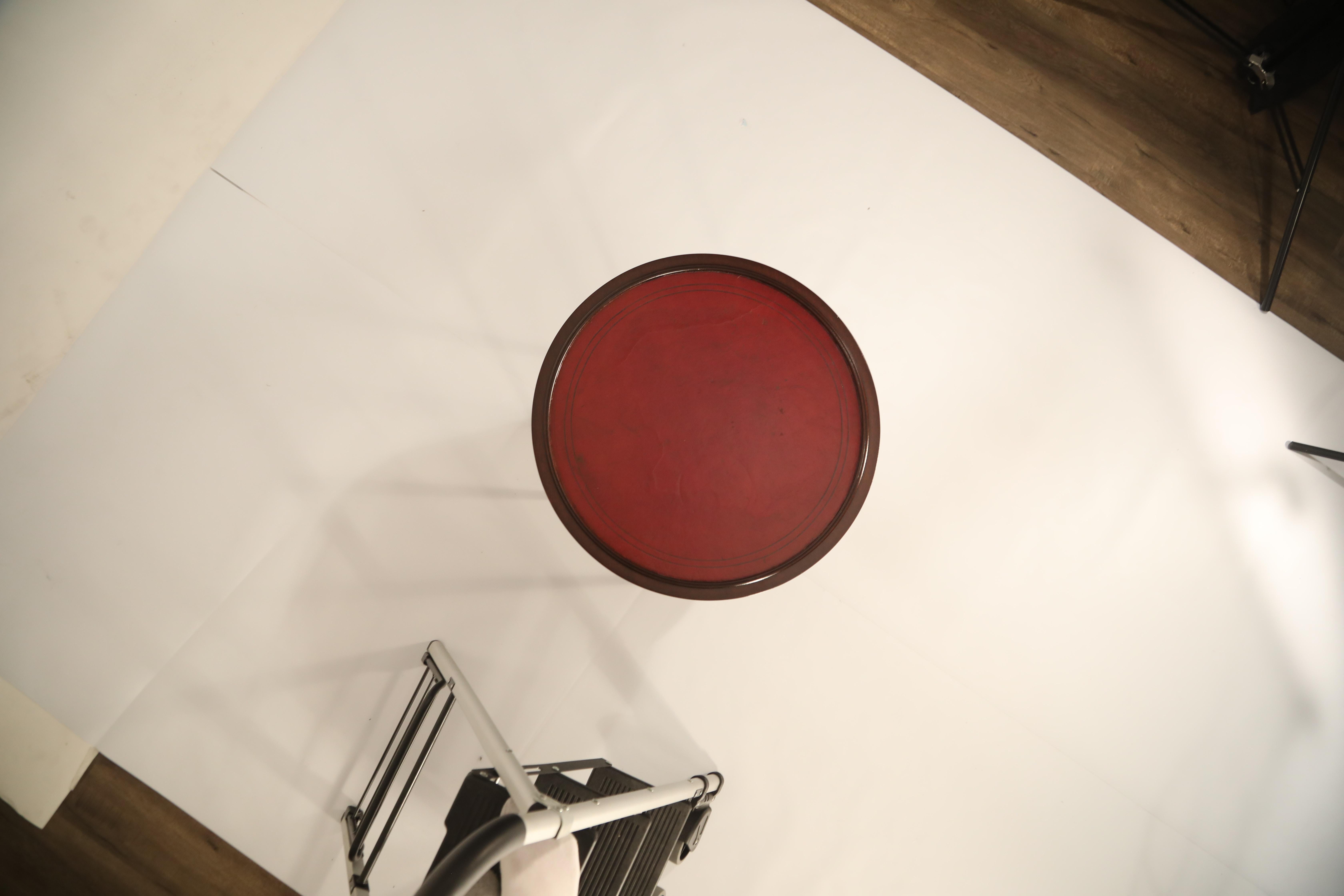 Tommi Parzinger for Charak Modern Mahogany and Burgundy Leather Side Table 7