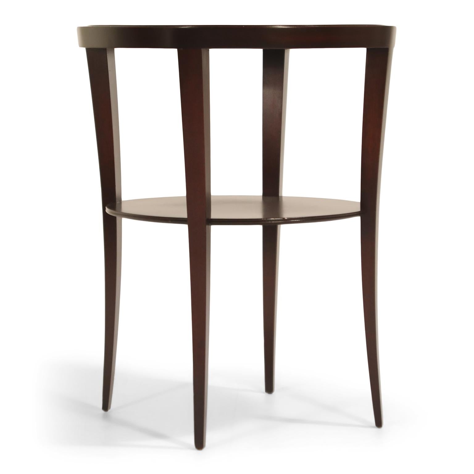 Mid-Century Modern Tommi Parzinger for Charak Modern Mahogany and Burgundy Leather Side Table