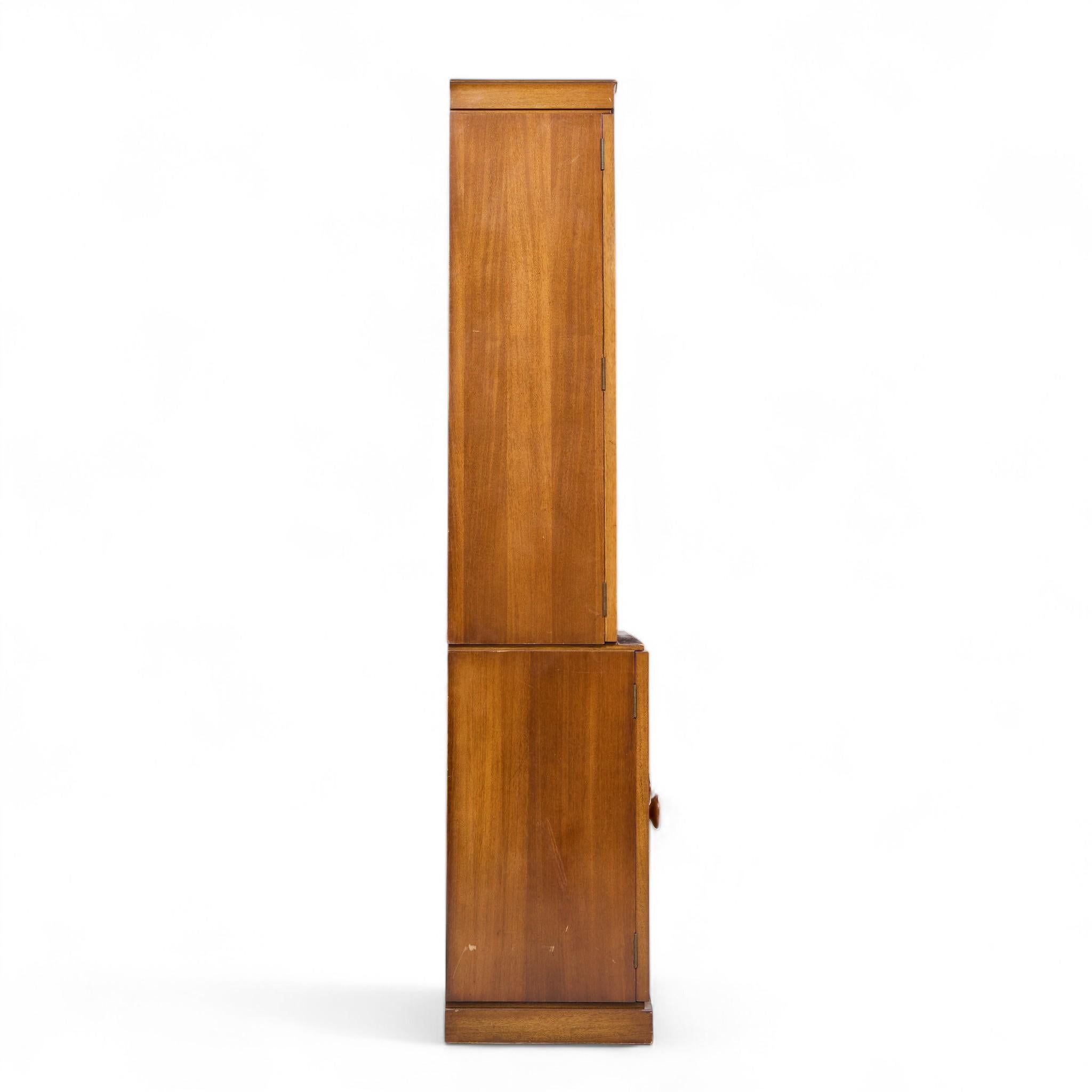 American Tommi Parzinger for Charak Modern Mid Century Mahogany Breakfront China Cabinet For Sale
