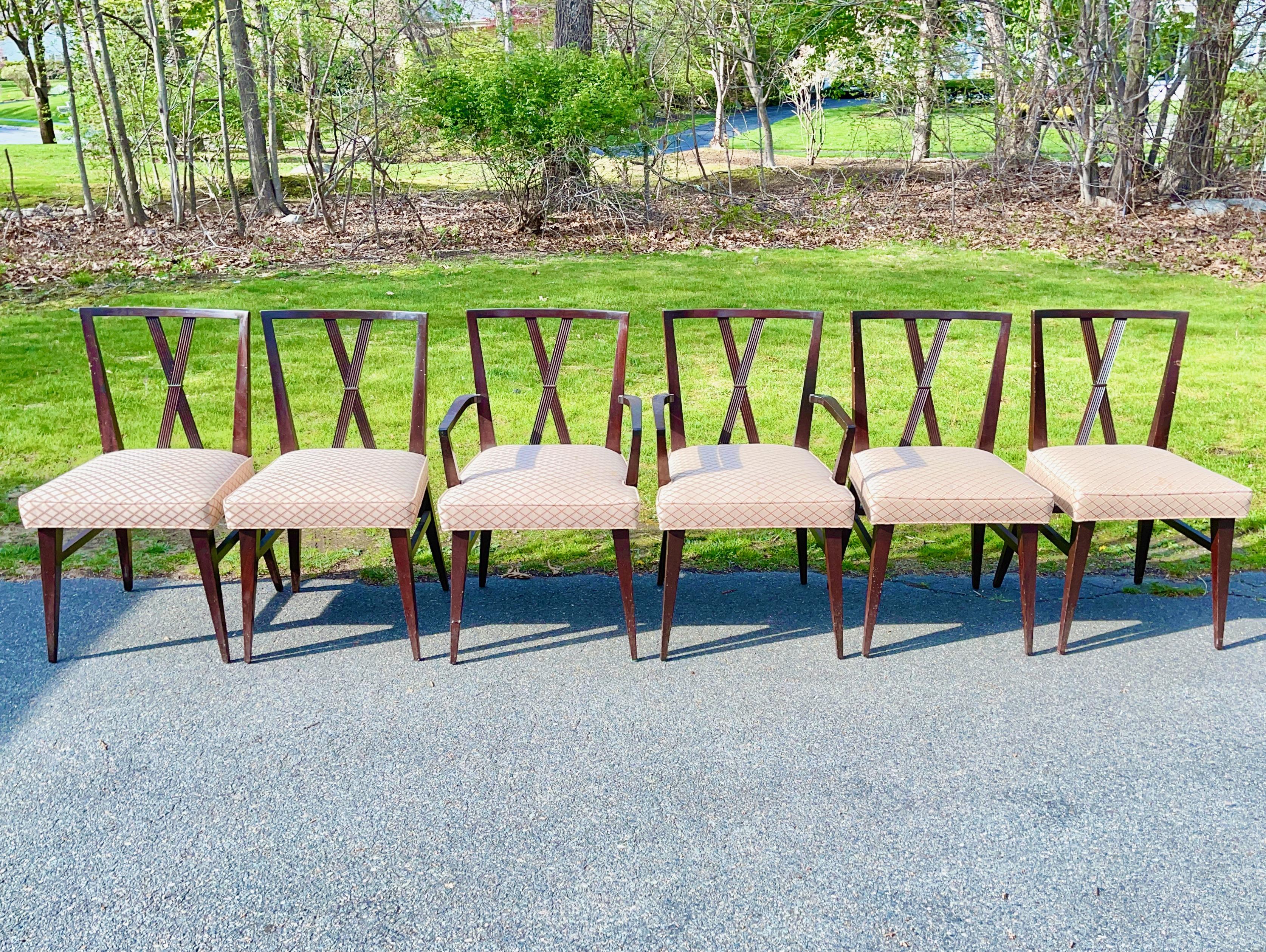 Tommi Parzinger for Charak Modern Set of Six X Back Dining Chairs For Sale 9