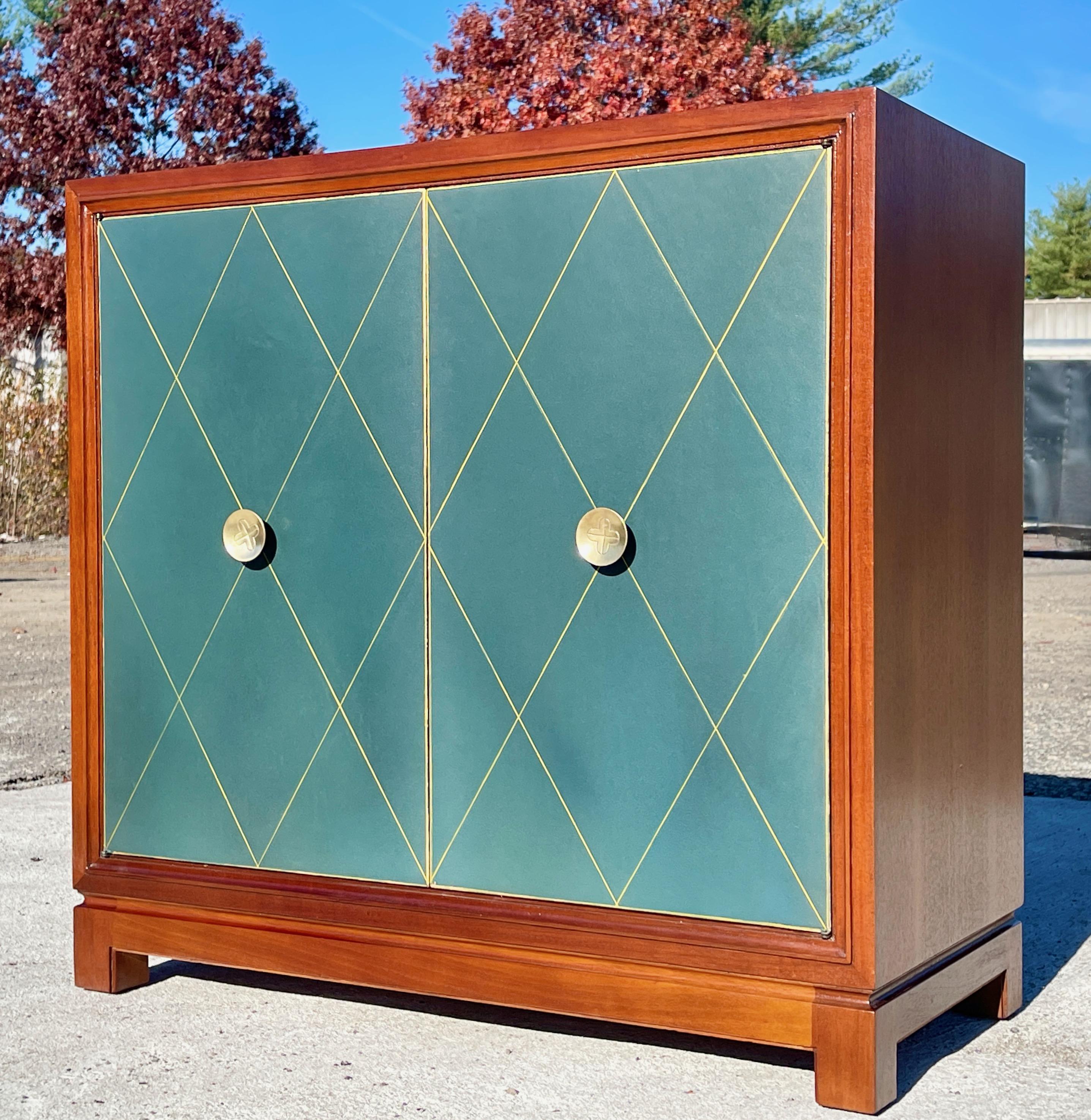 Mid-20th Century Tommi Parzinger for Charak Modern Two Door Cabinet For Sale