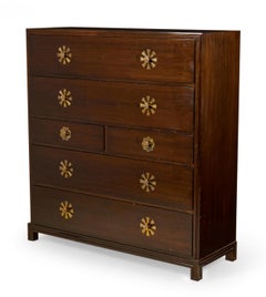 Tommi Parzinger for Charak Originals Mahogany and Brass High Chest