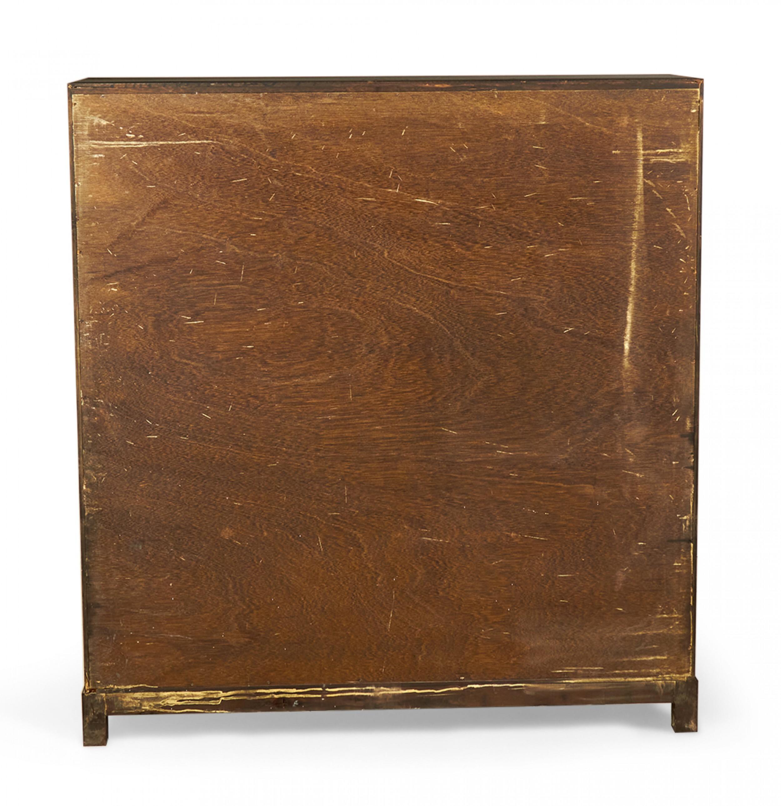 Tommi Parzinger for Charak Originals Mahogany and Brass High Chest In Good Condition For Sale In New York, NY