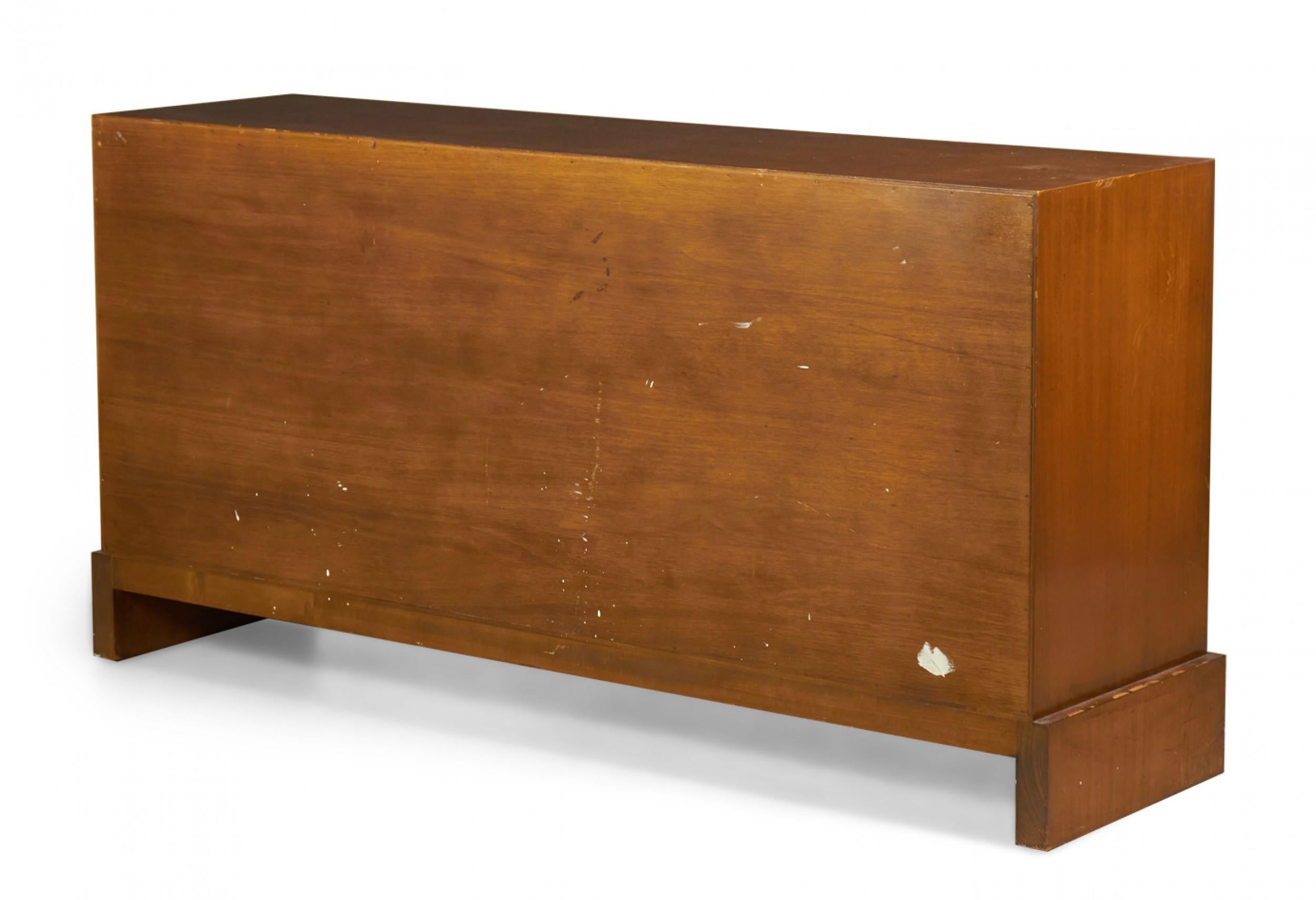 Tommi Parzinger for Charak Walnut and Brass Twelve Drawer Chest In Good Condition For Sale In New York, NY