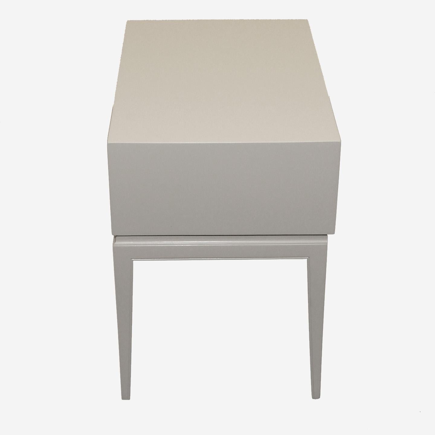 American Tommi Parzinger for Charak White Lacquered Bedside Table For Sale