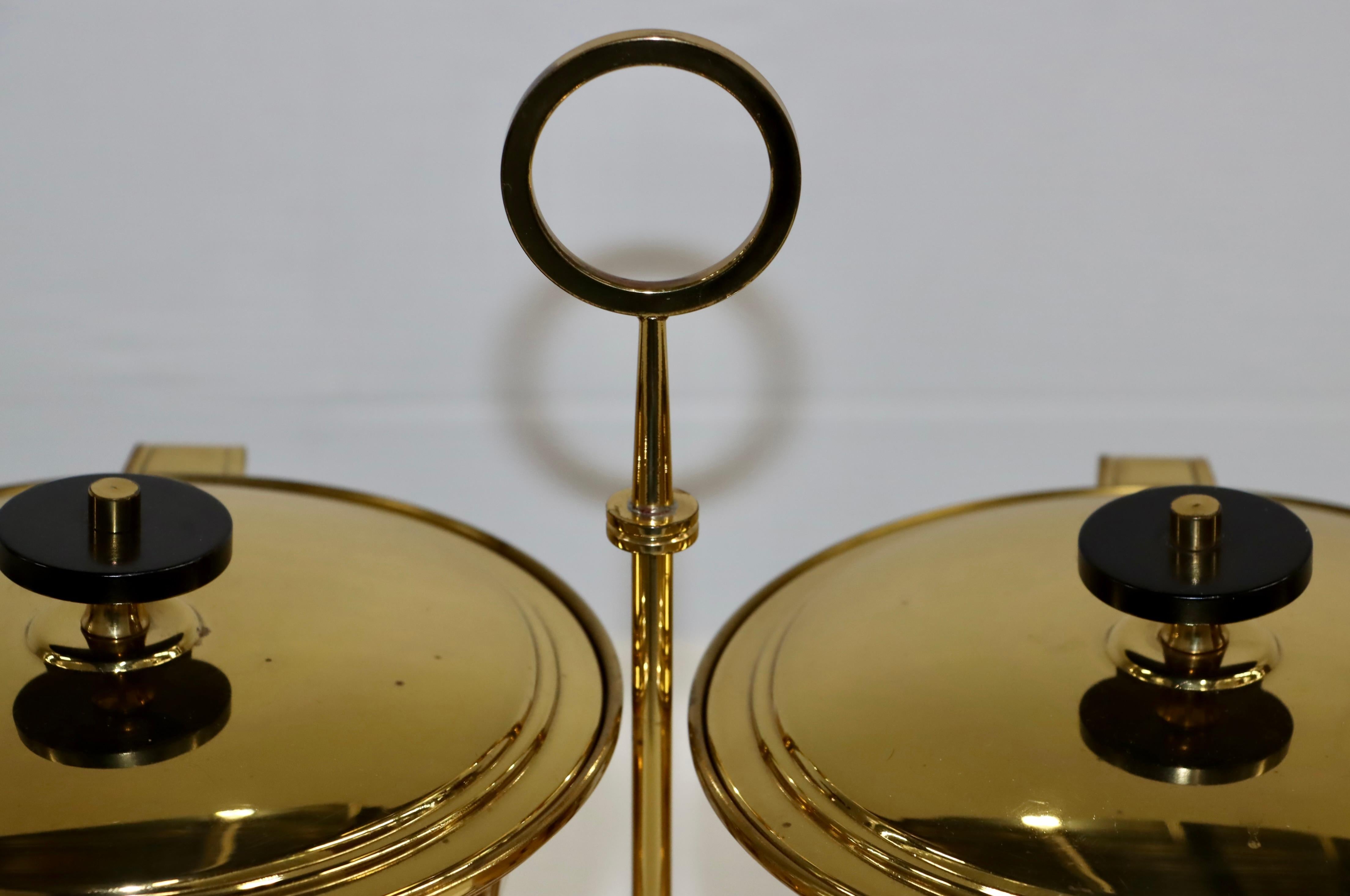 Tommi Parzinger for Dorlyn Silversmiths Brass Double Chafing In Good Condition For Sale In New York, NY