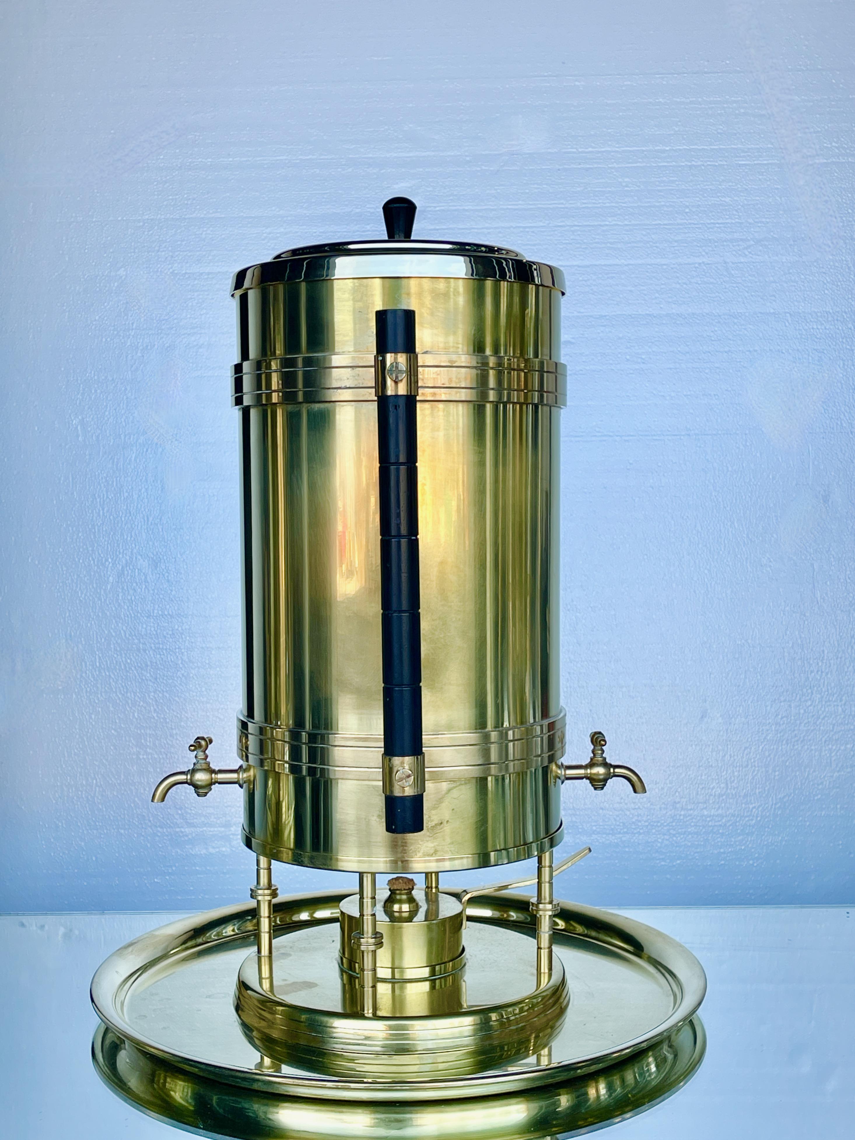 Mid-Century Modern Tommi Parzinger for Dorlyn Silversmiths Brass Samovar Coffee Hot Water Urn