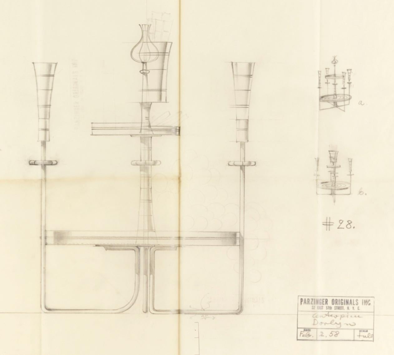 Tommi Parzinger para Dorlyn Silversmiths Candelabro y par de bandejas de servir en venta 5