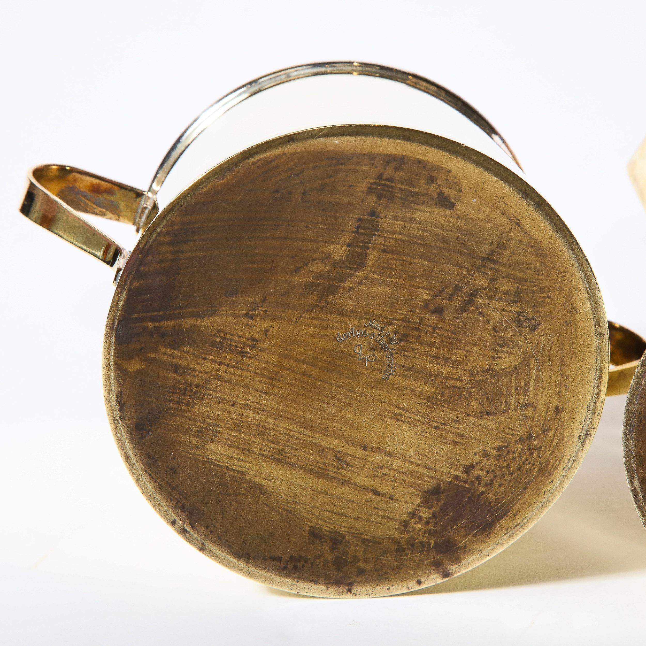 Tommi Parzinger for Dorlyn Silversmiths Tea Service in Polished Brass & Walnut For Sale 11