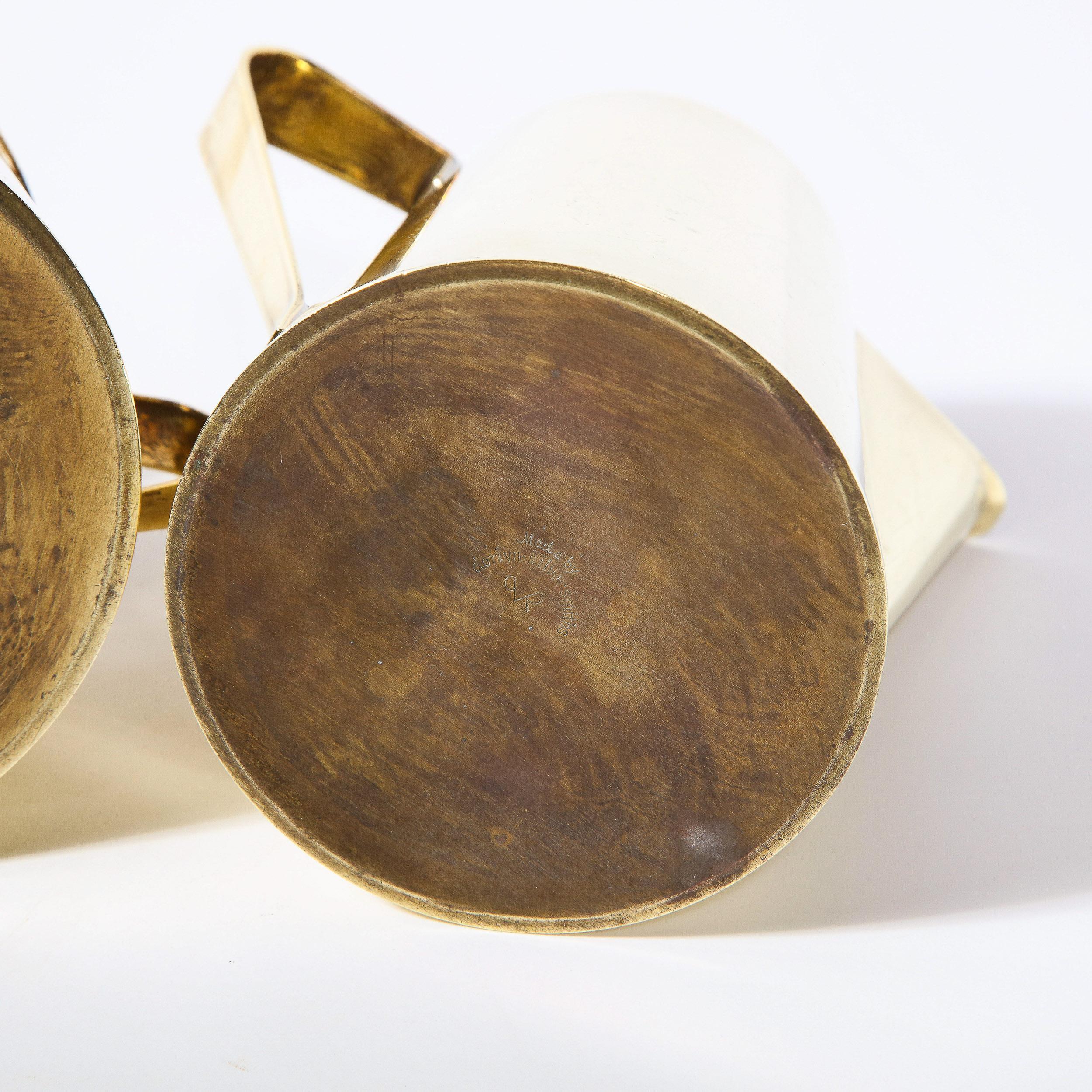 Tommi Parzinger for Dorlyn Silversmiths Tea Service in Polished Brass & Walnut For Sale 12