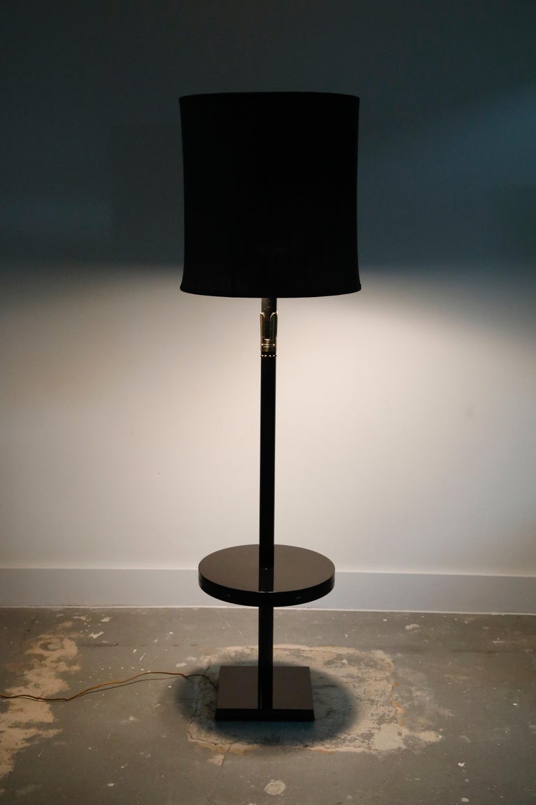 Mid-Century Modern Tommi Parzinger for Parzinger Originals Floor Lamp with Side Table, 1955, Signed For Sale