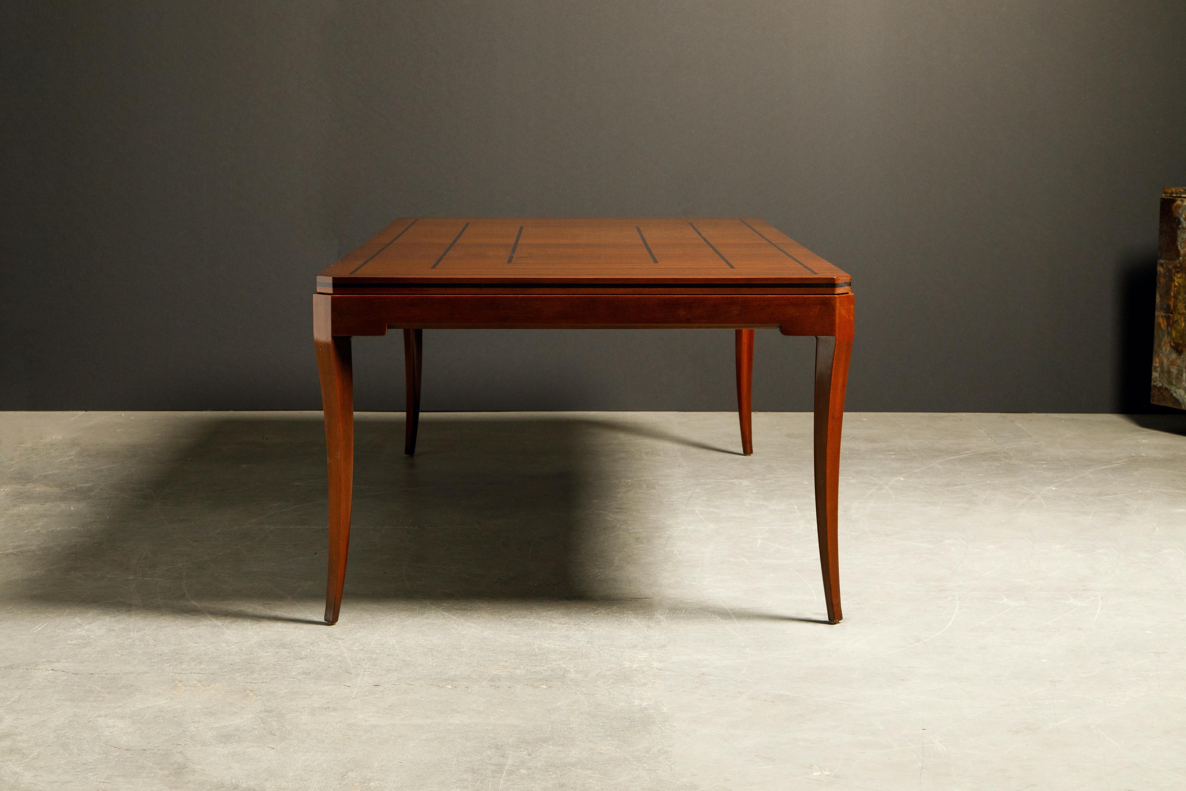 American Tommi Parzinger for Parzinger Originals Mahogany Dining Table, c. 1960, Signed 
