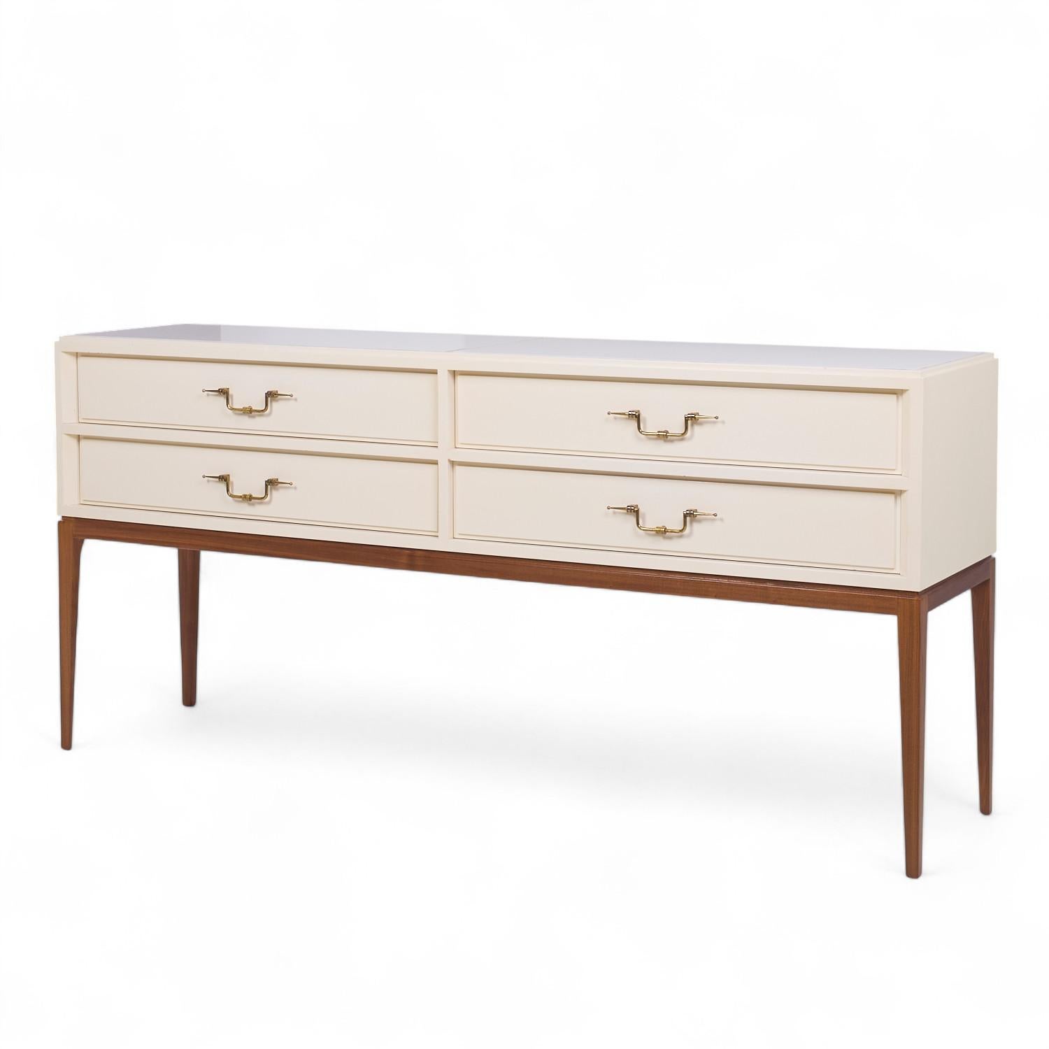 Tommi Parzinger für Parzinger Originals MCM Milk Glass Top Console Credenza (Moderne der Mitte des Jahrhunderts) im Angebot