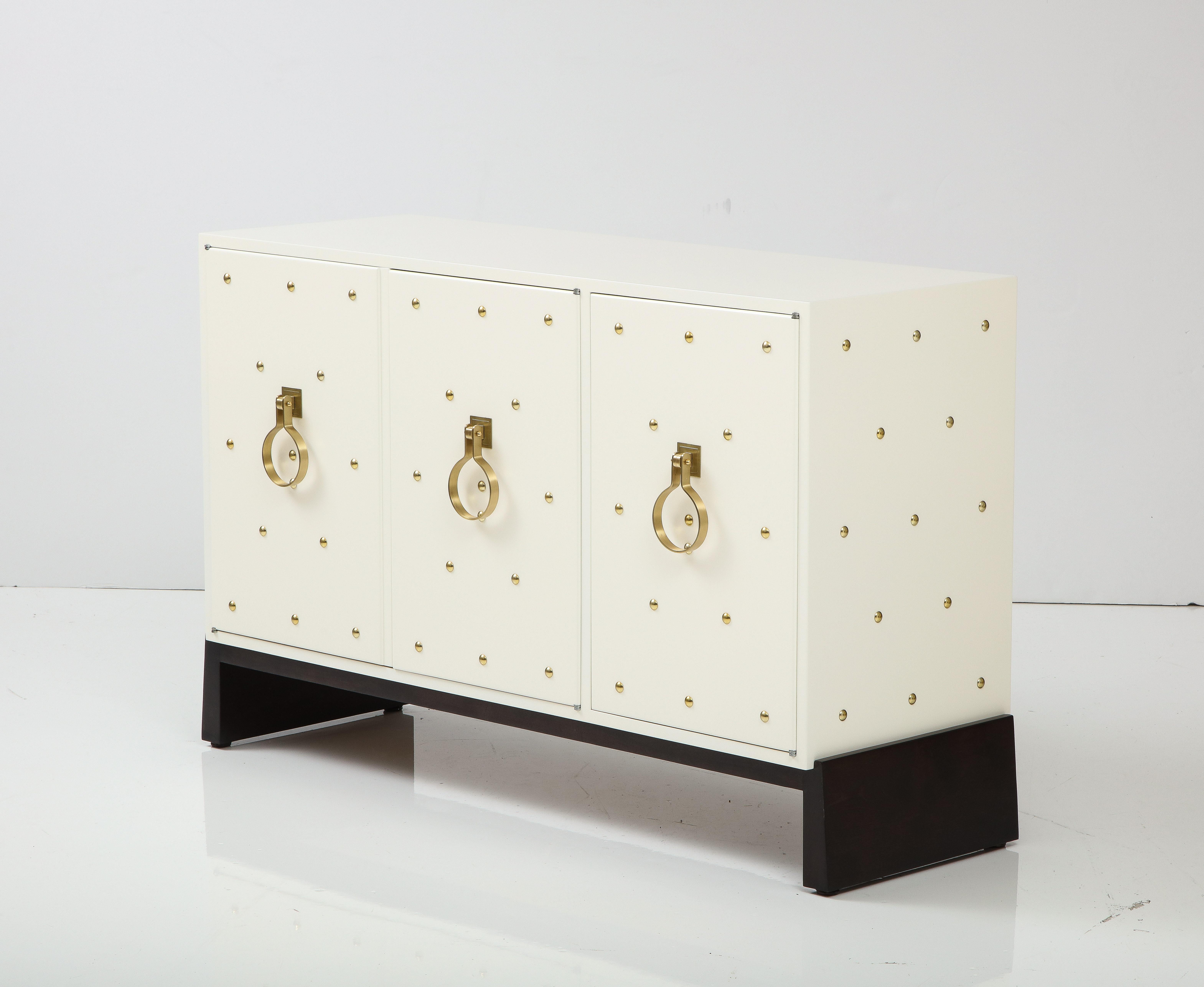 Mid-Century Modern Tommi Parzinger for Parzinger Originals Three-Door Studded Cabinet
