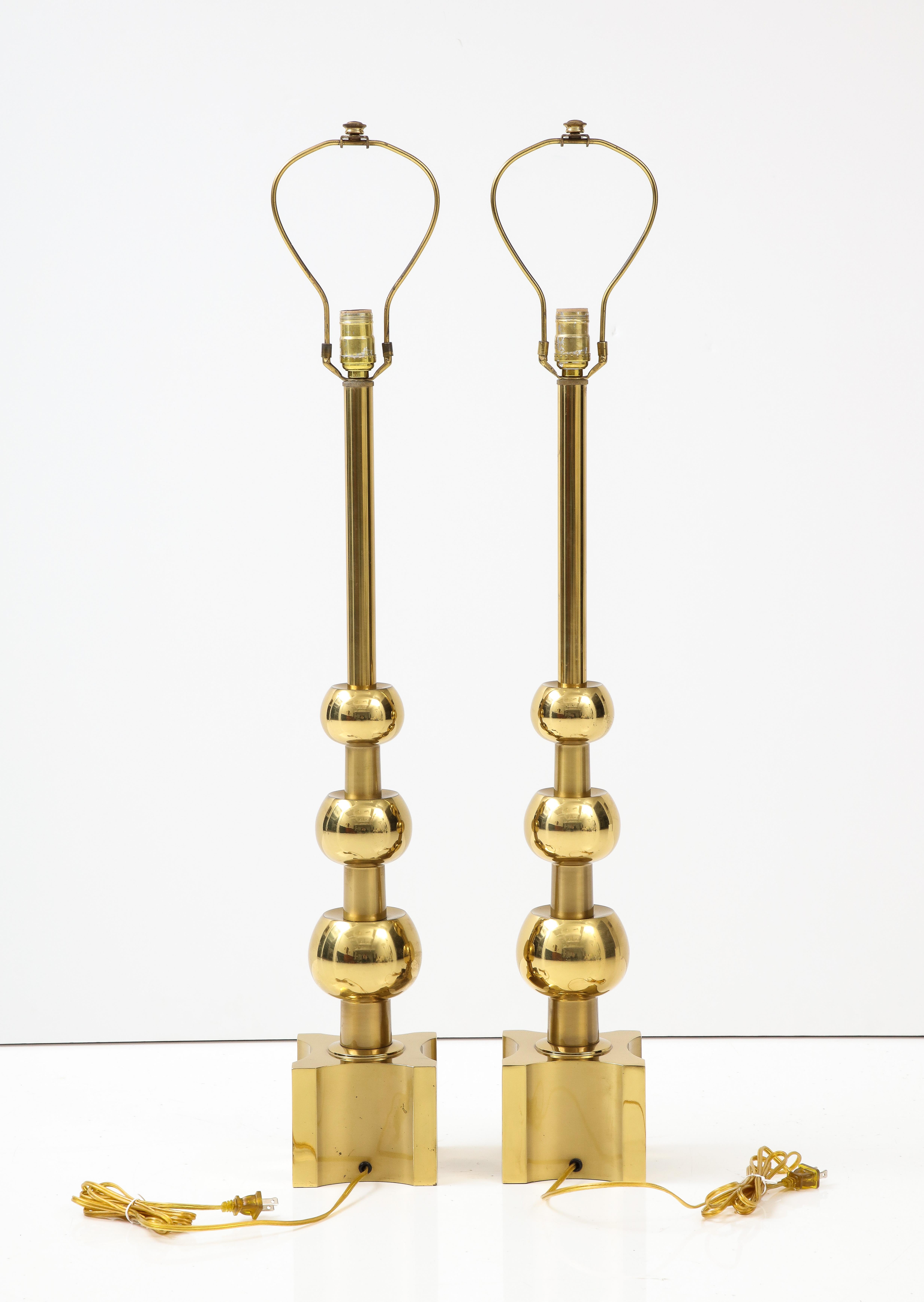 Tommi Parzinger For Stiffel Brass Table Lamps For Sale 4