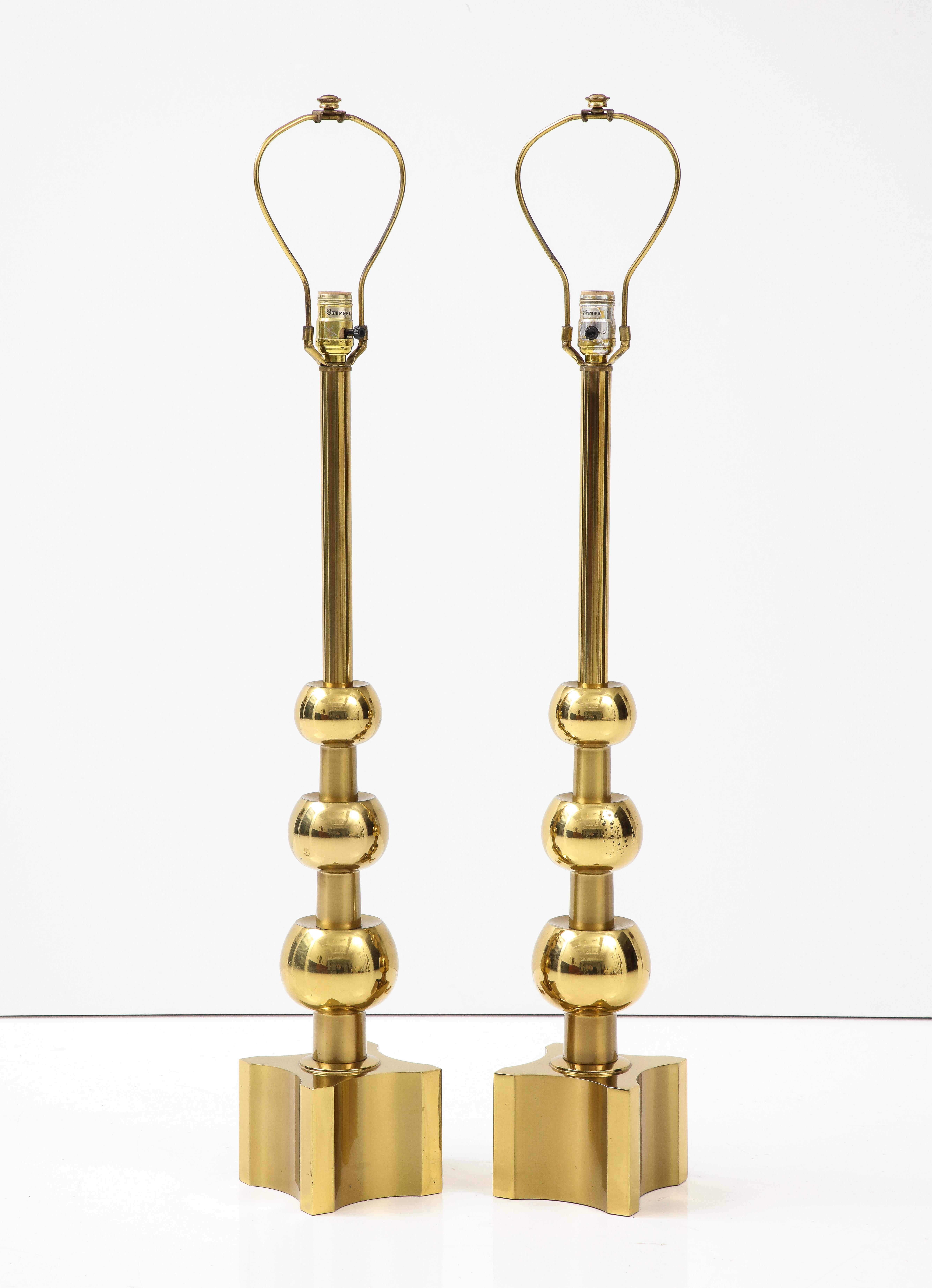 Mid-20th Century Tommi Parzinger For Stiffel Brass Table Lamps For Sale