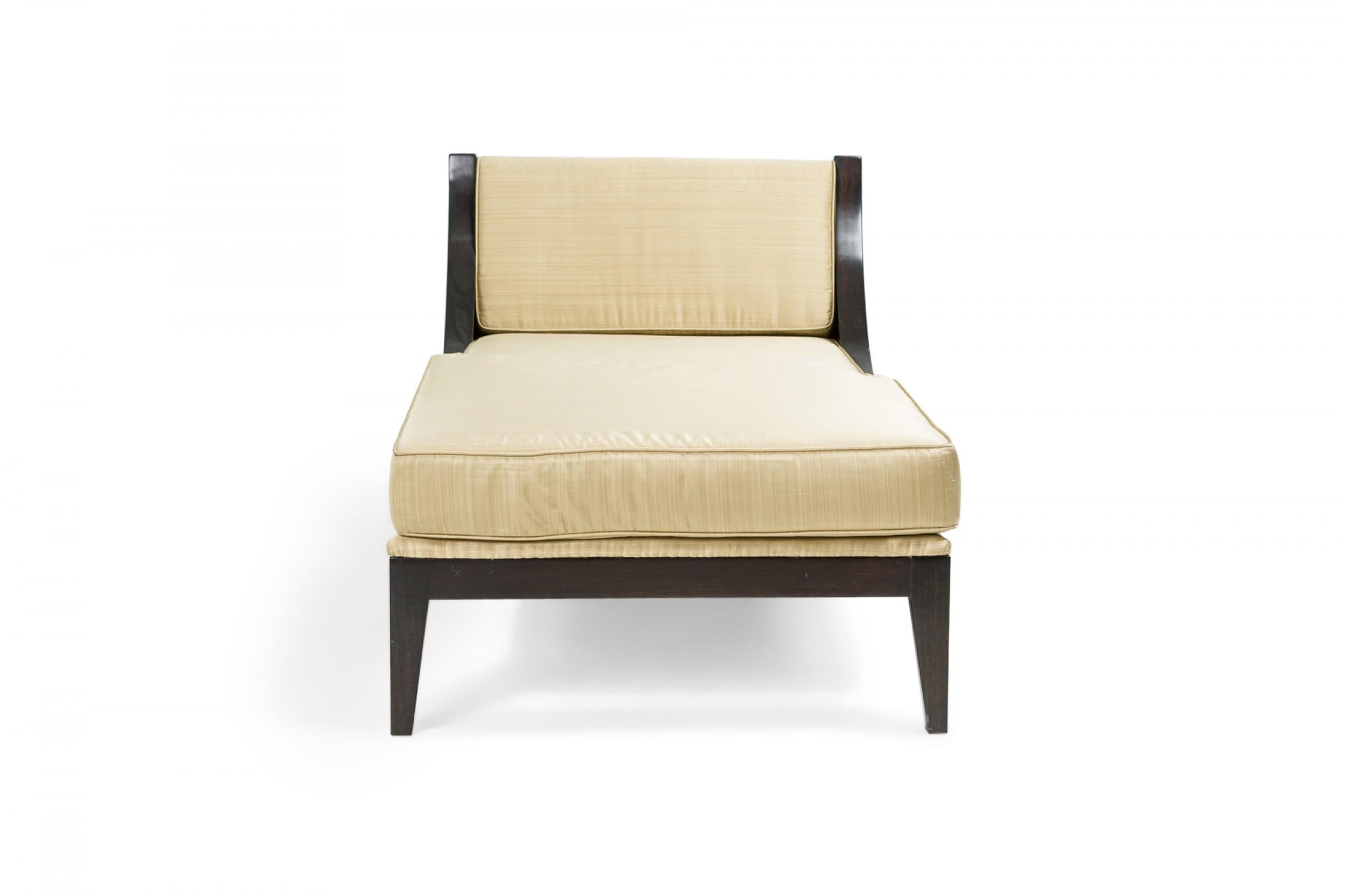 20th Century Tommi Parzinger German Ebonized, Gold Satin Upholstered Chaise Lounge