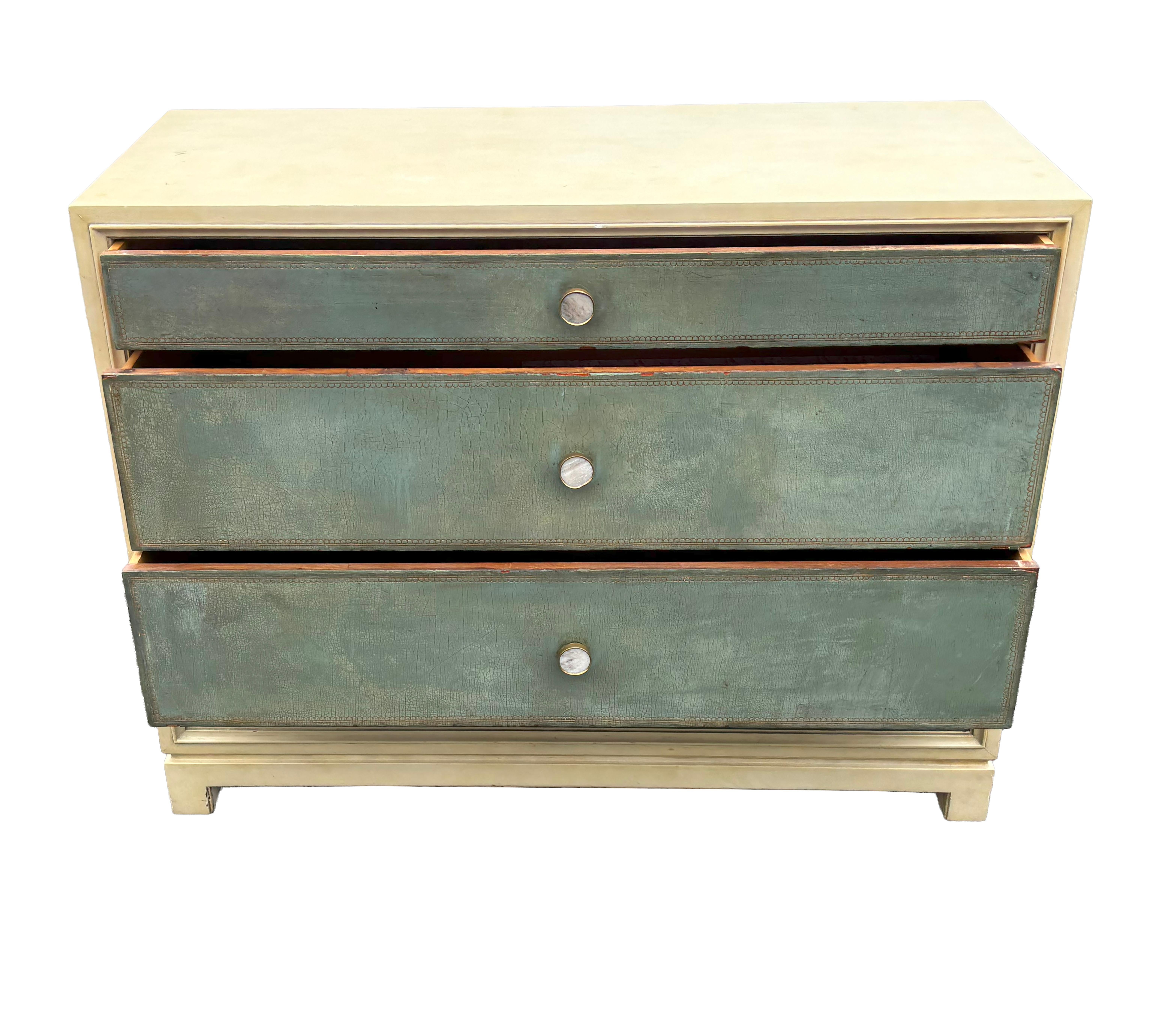Tommi Parzinger Glazed Leather Chest Of Drawers For Charak Modern For Sale 2