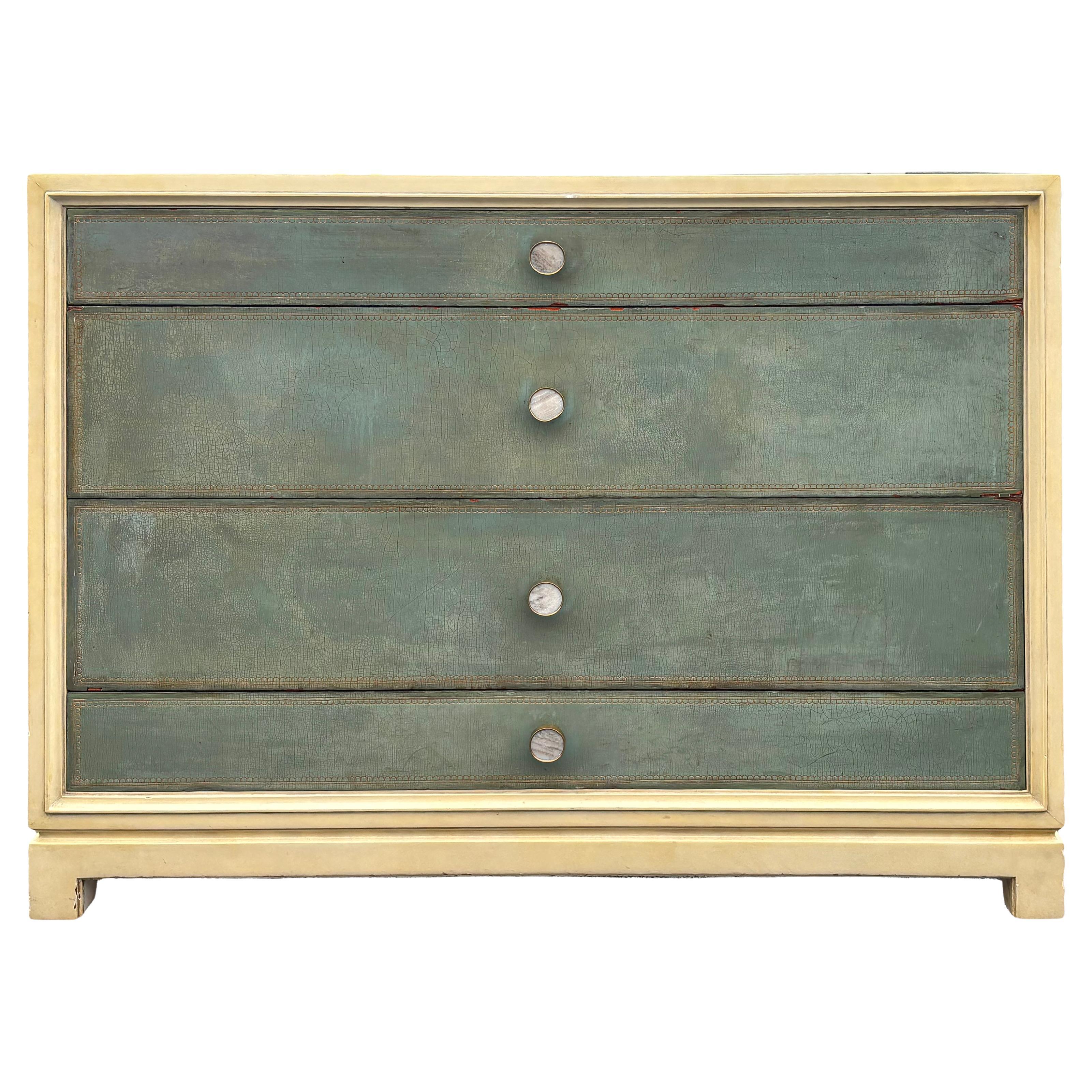 Tommi Parzinger Glazed Leather Chest Of Drawers For Charak Modern For Sale
