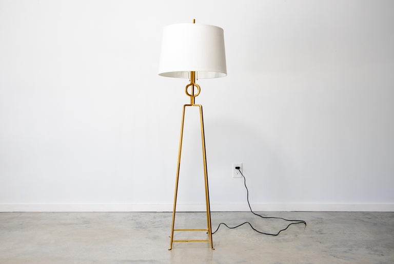Tommi Parzinger Gold Gilt enameled Floor Lamp In Good Condition For Sale In St.Petersburg, FL