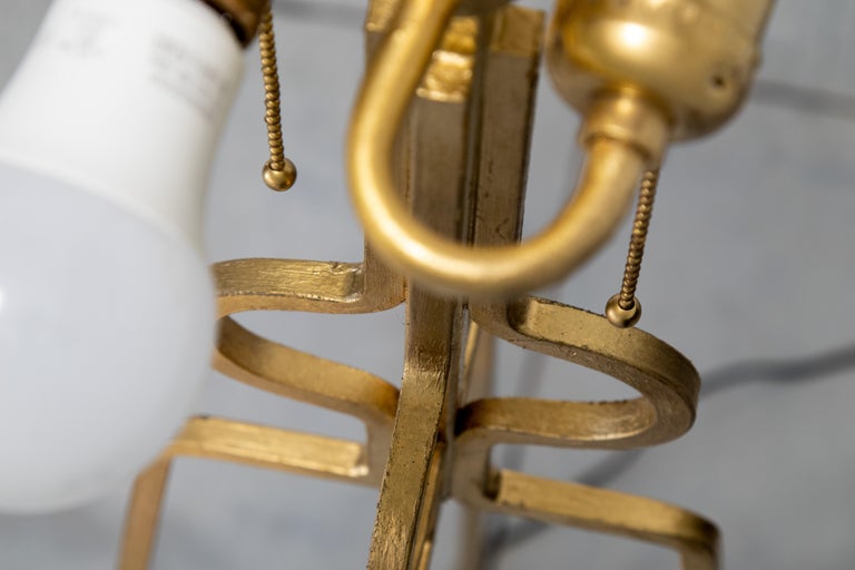 Steel Tommi Parzinger Gold Gilt enameled Floor Lamp For Sale