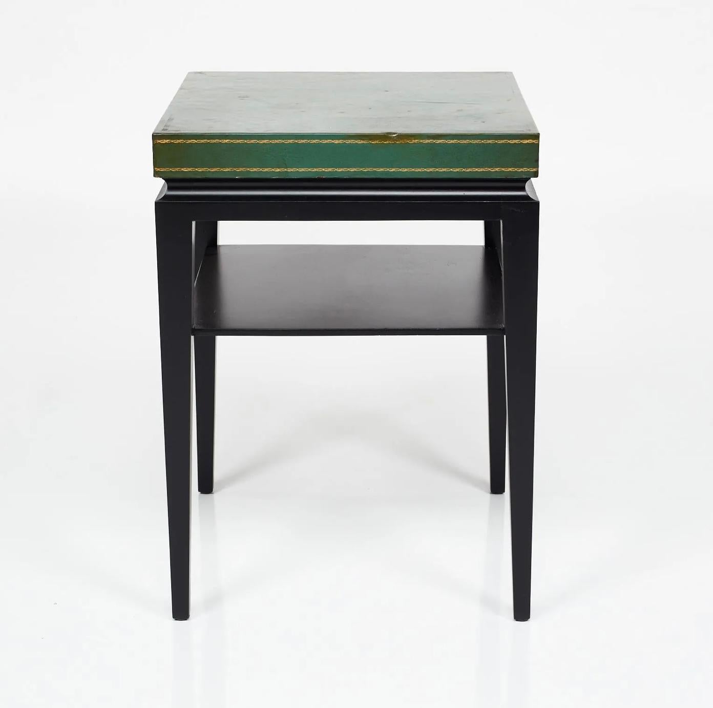 Mid-Century Modern Tommi Parzinger, Green Leather Occasional Table, Model No. 3303 For Sale