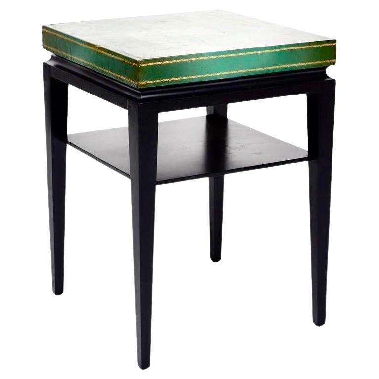 Tommi Parzinger, Green Leather Occasional Table, Model No. 3303 For Sale
