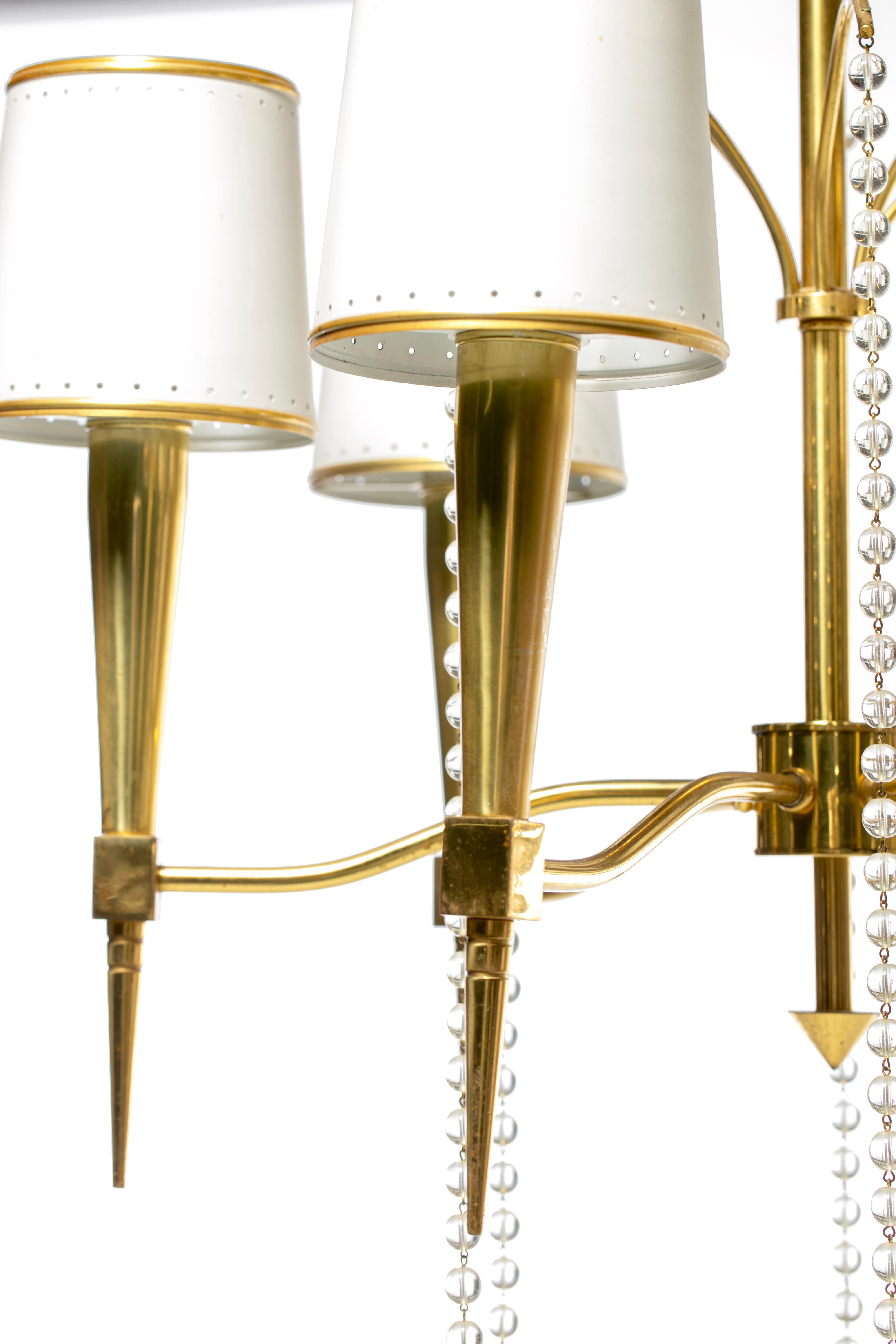 Tommi Parzinger Hollywood Regency Chandelier of Flowing Crystals and Brass For Sale 5