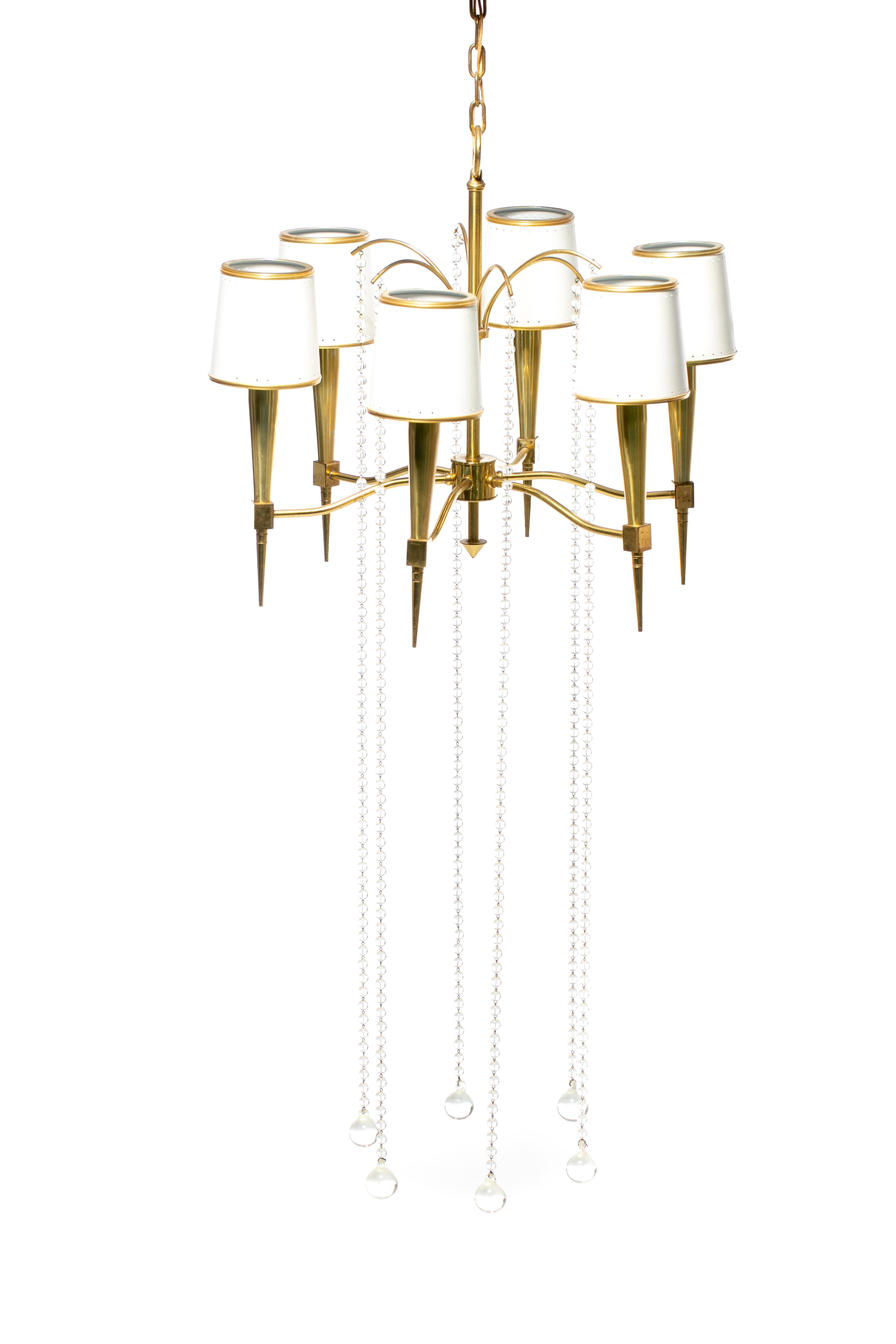 Tommi Parzinger Hollywood Regency Chandelier of Flowing Crystals and Brass For Sale 6