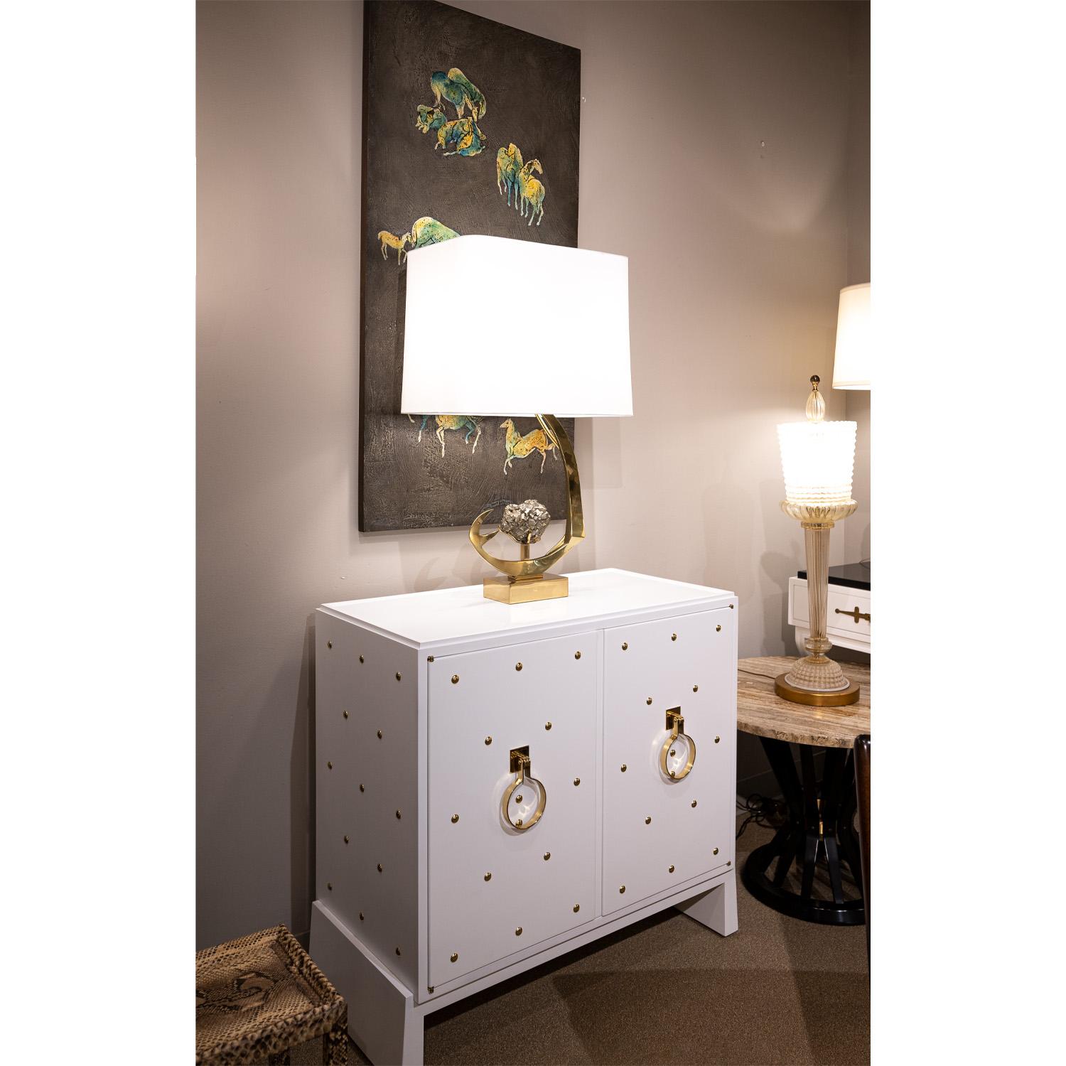 Tommi Parzinger Iconic Cabinet with Brass Studs 1950s, 'Signed' 4