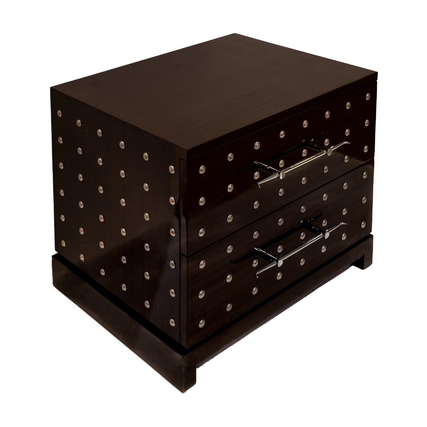 Mid-Century Modern Tommi Parzinger Iconic Studded Small Chest/Bedside Table 1981