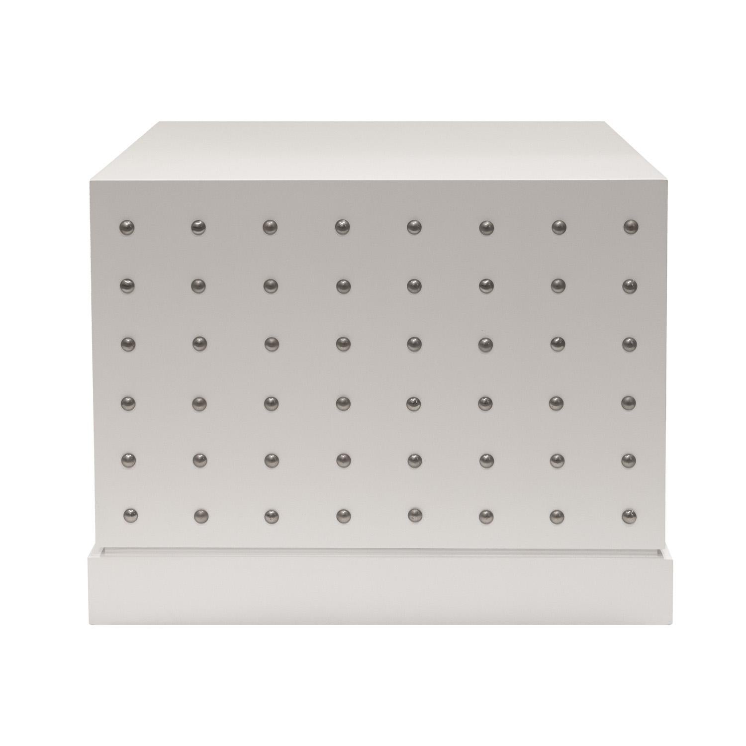 Hand-Crafted Tommi Parzinger Iconic Studded Small Chest/Bedside Table 1981 For Sale