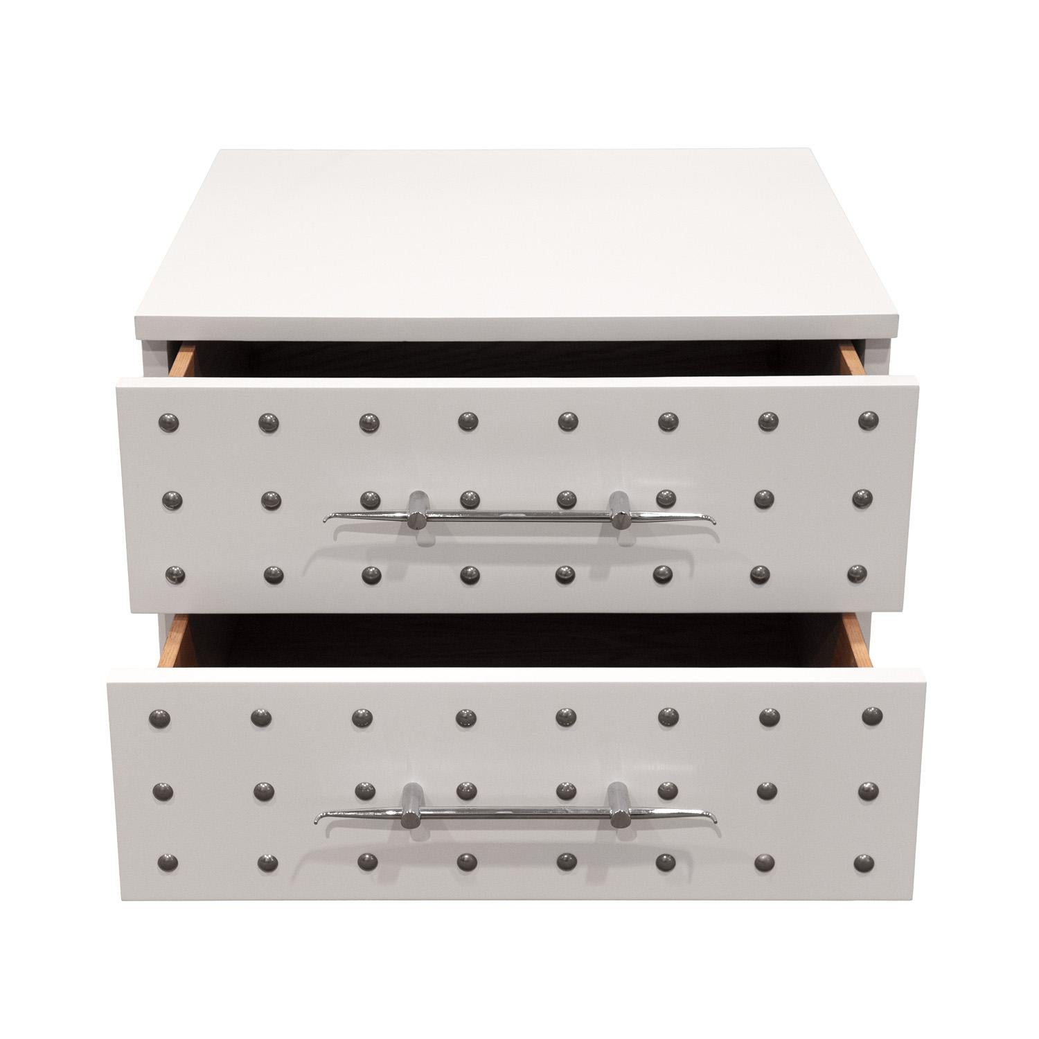 Tommi Parzinger Iconic Studded Small Chest/Bedside Table 1981 In Excellent Condition For Sale In New York, NY