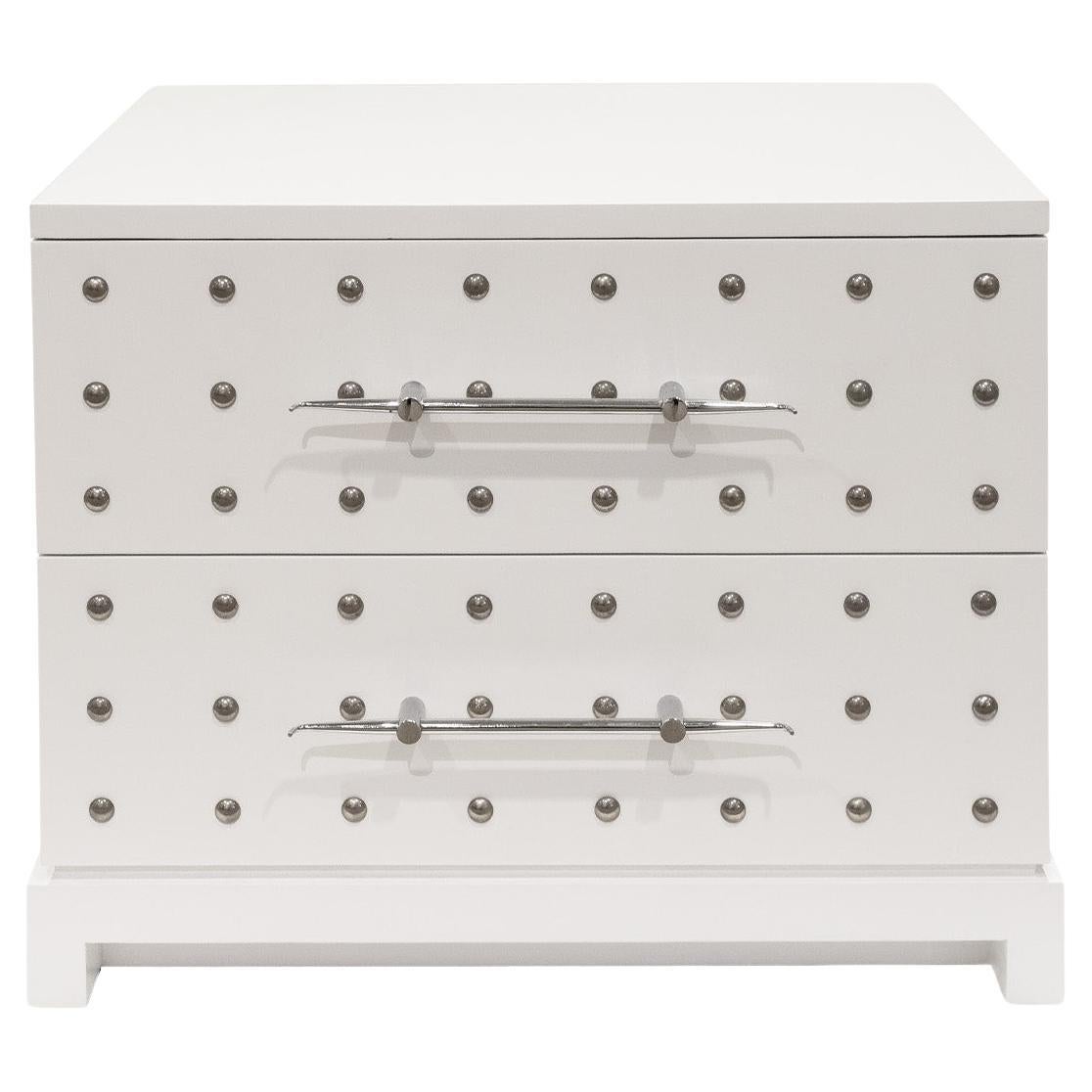 Tommi Parzinger Iconic Studded Small Chest/Bedside Table 1981 For Sale