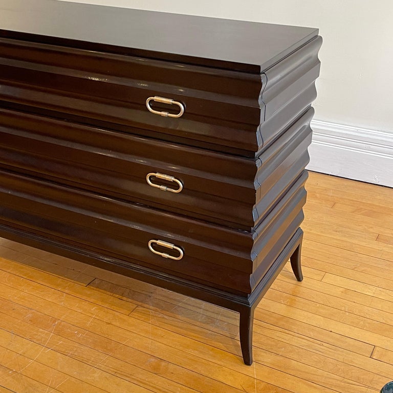 Tommi Parzinger John Cameron Elegant Fluted 3 Drawer Dresser Etched