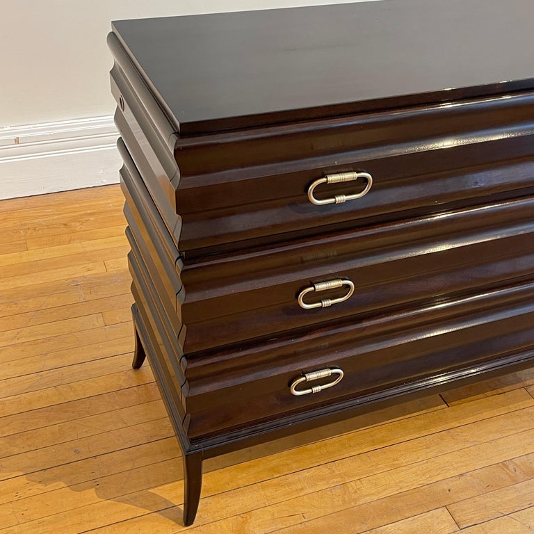 Tommi Parzinger John Cameron Elegant Fluted 3 Drawer Dresser Etched