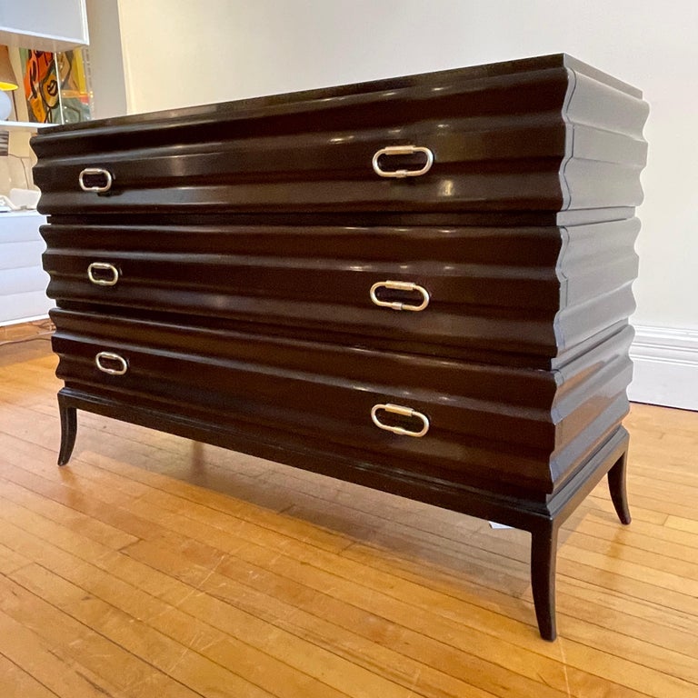 Tommi Parzinger John Cameron Elegant Fluted 3 Drawer Dresser Etched