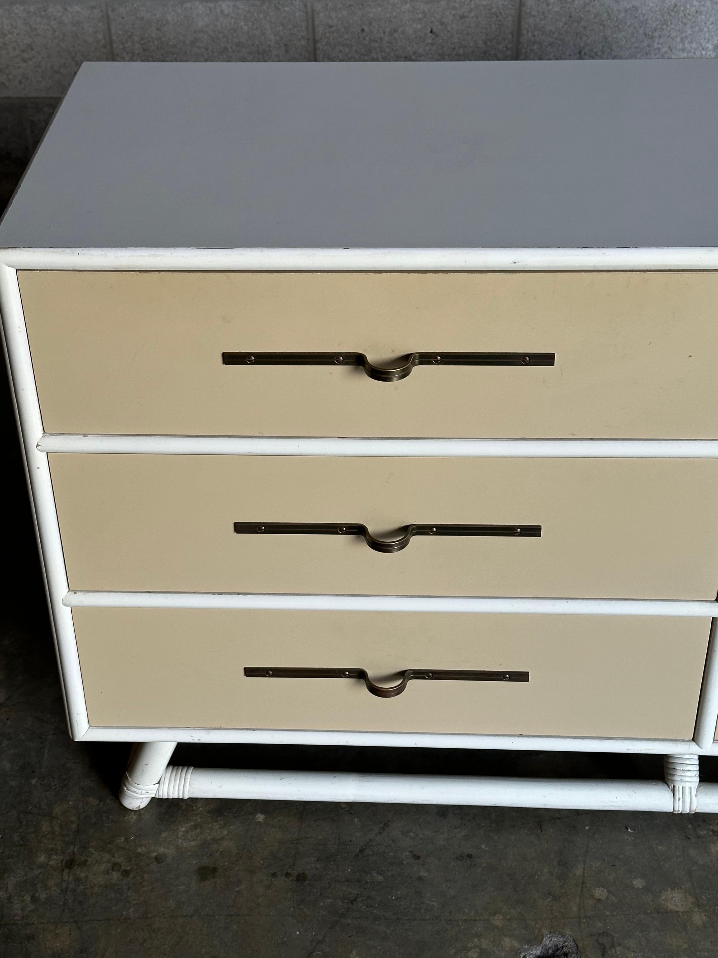 Tommi Parzinger Lacquered Dresser With Brass Hardware for Willow and Reed In Good Condition For Sale In St.Petersburg, FL