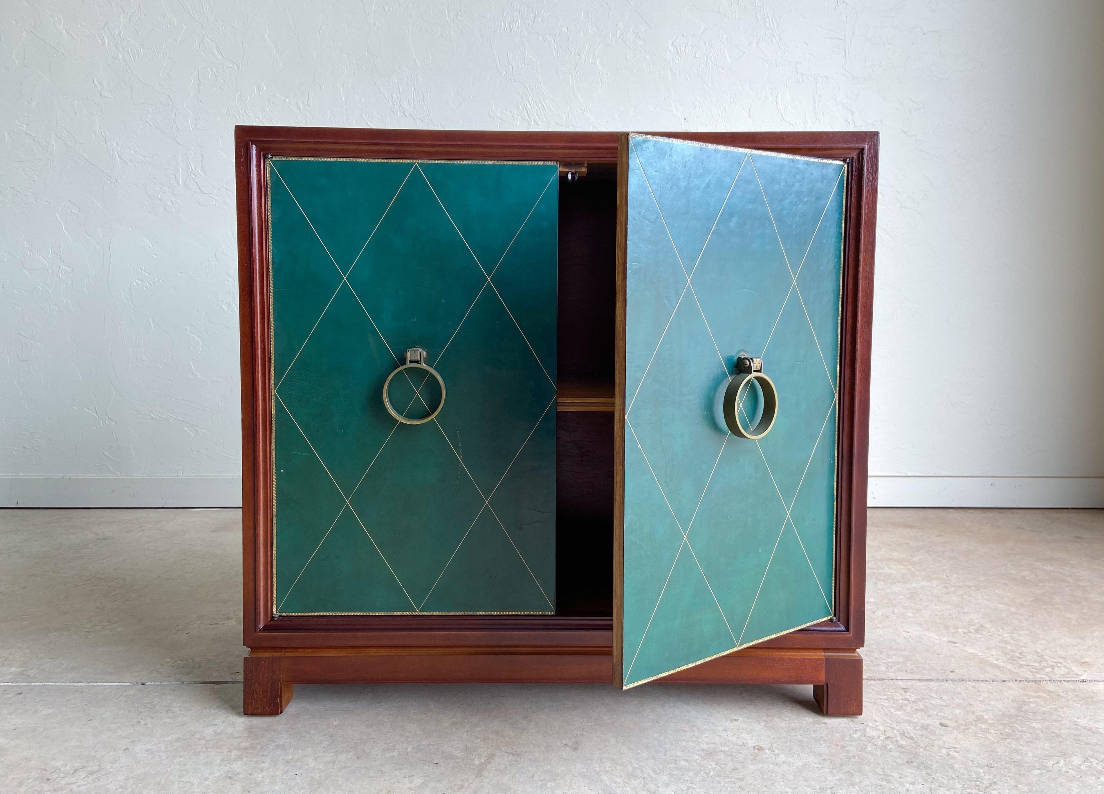 Mid-Century Modern Tommi Parzinger Leather Front Cabinet for Charak Modern