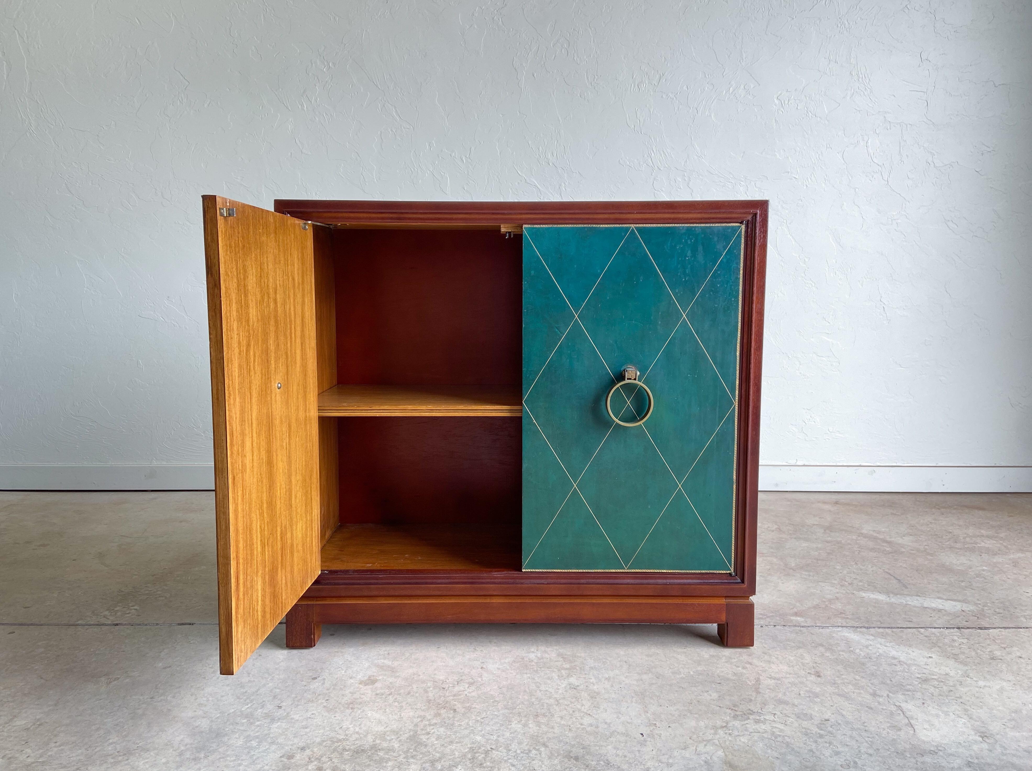 American Tommi Parzinger Leather Front Cabinet for Charak Modern