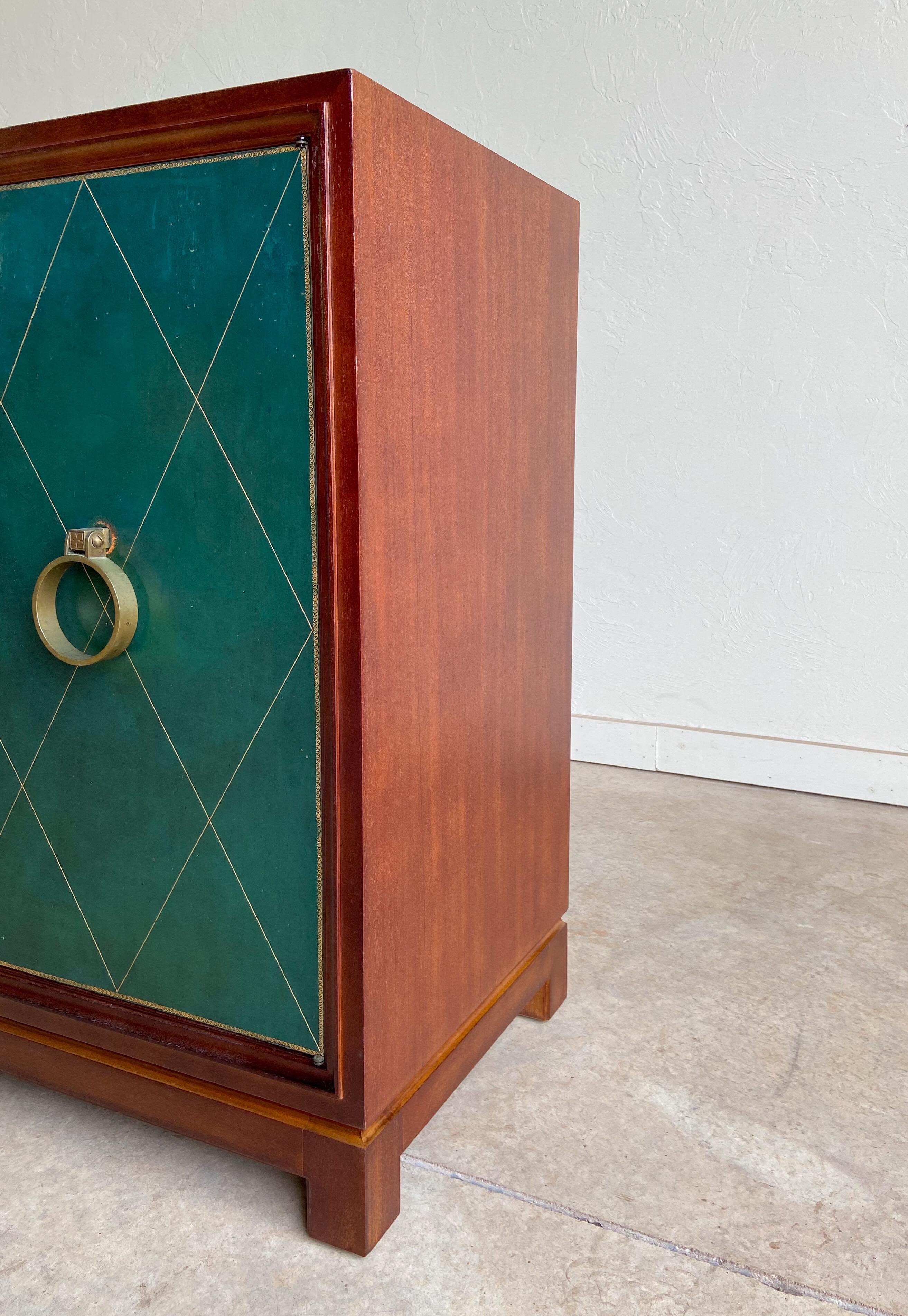 Tommi Parzinger Leather Front Cabinet for Charak Modern 1