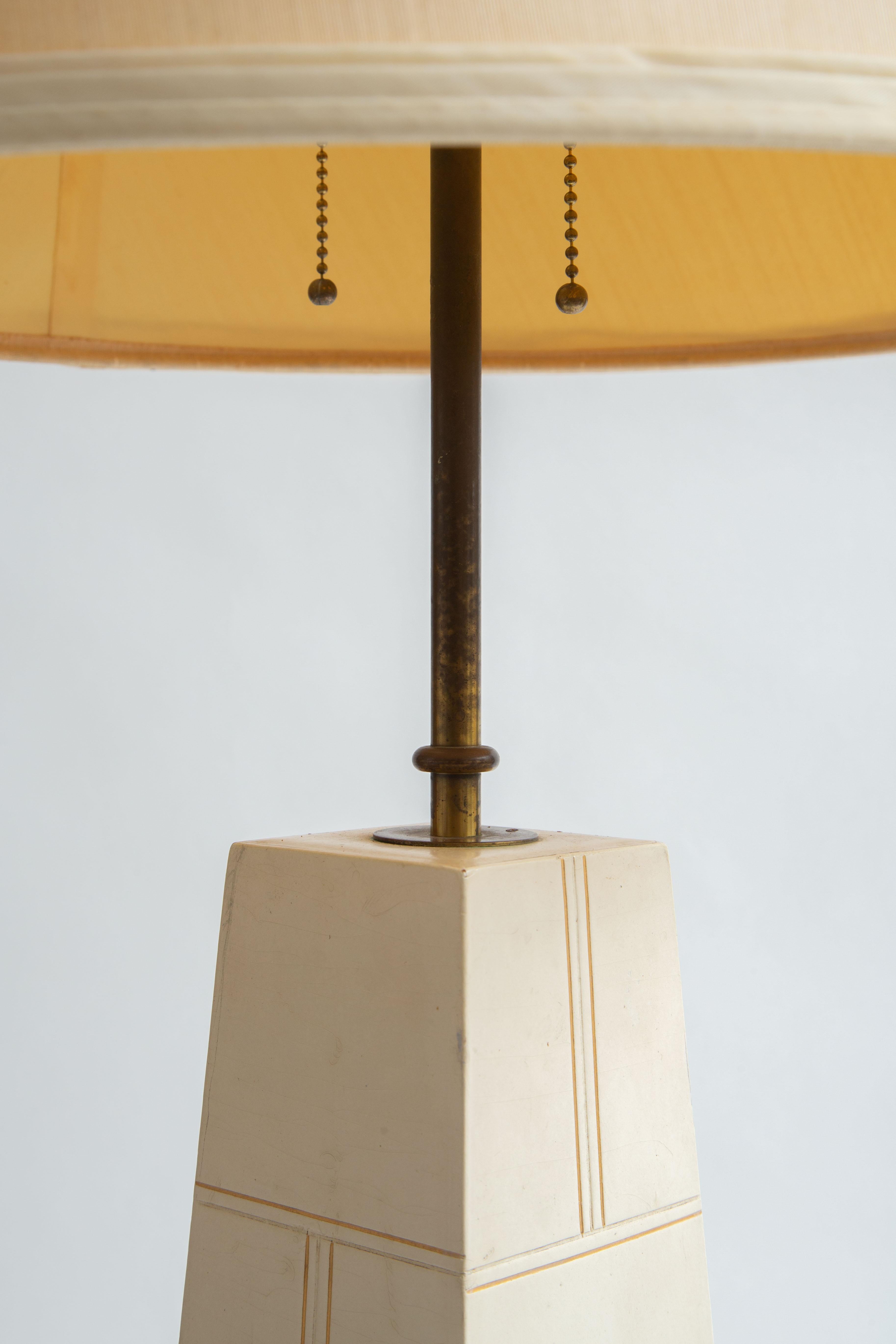 Tommi Parzinger Leather Table Lamp In Good Condition In West Palm Beach, FL