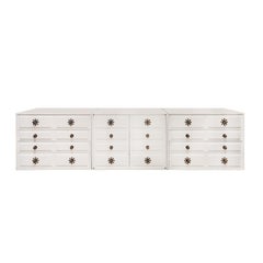 Tommi Parzinger Long Cabinet with Bronze Flower Pulls 1950s (Signed)