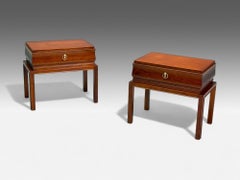 Tommi Parzinger, Mahogany, Brass, Low Nightstands, USA, 1960s